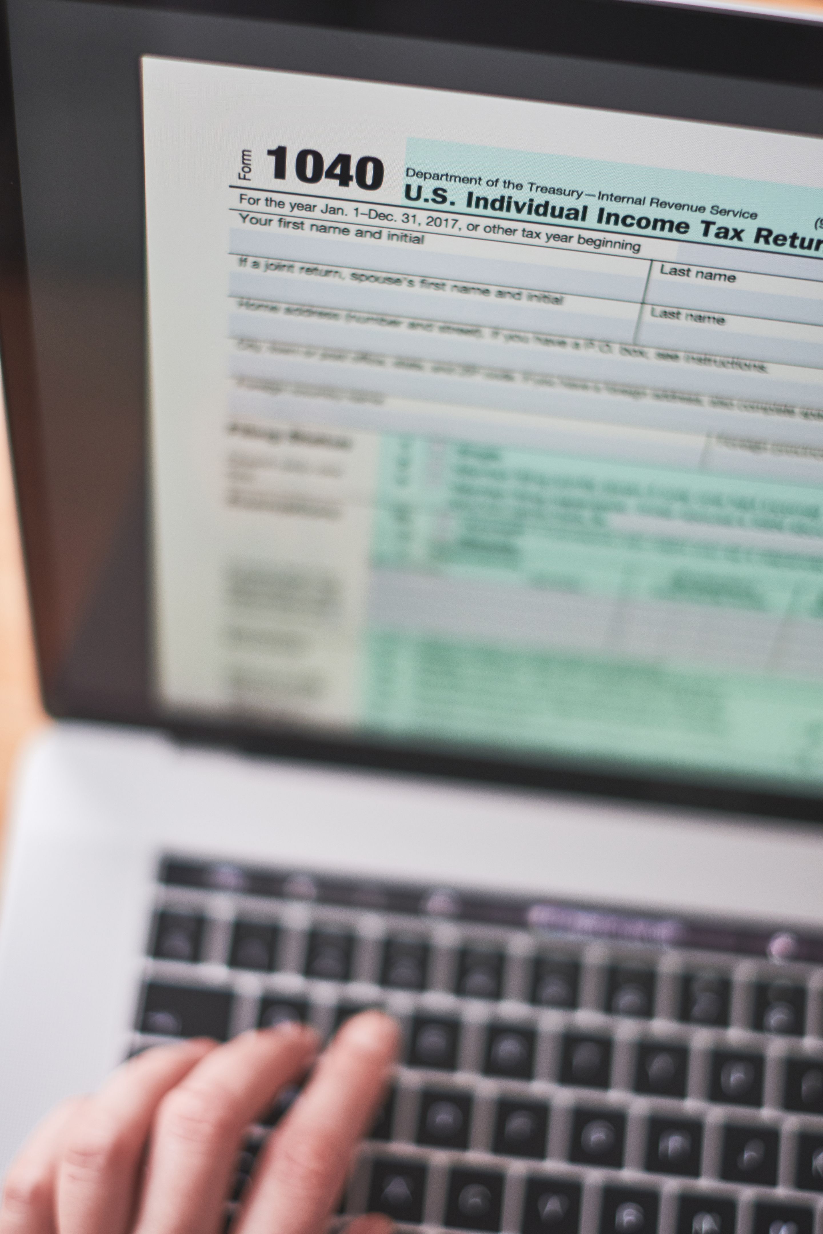 computer screen tax form