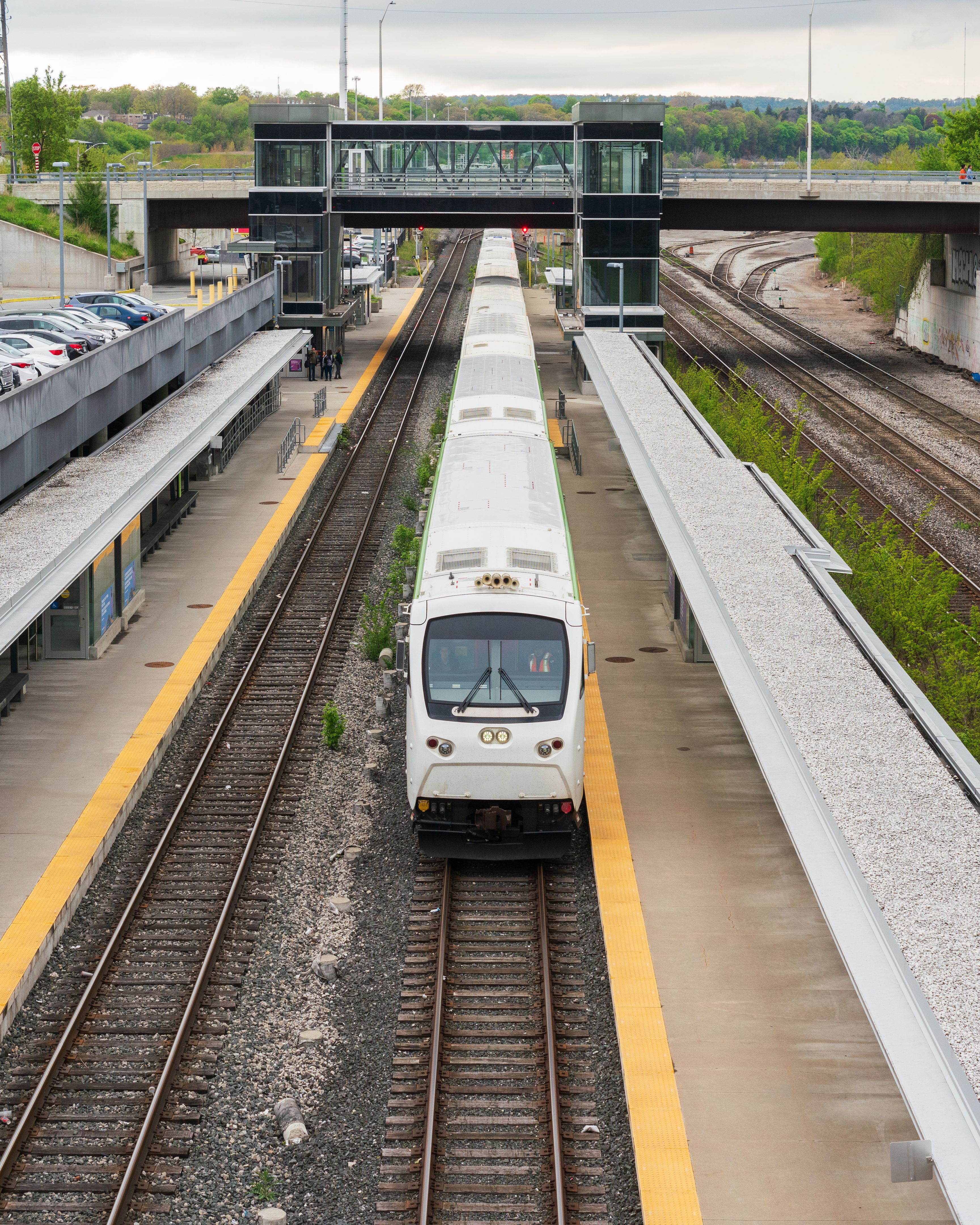 Hamilton, Ontario - Passenger Train pulling into a Station