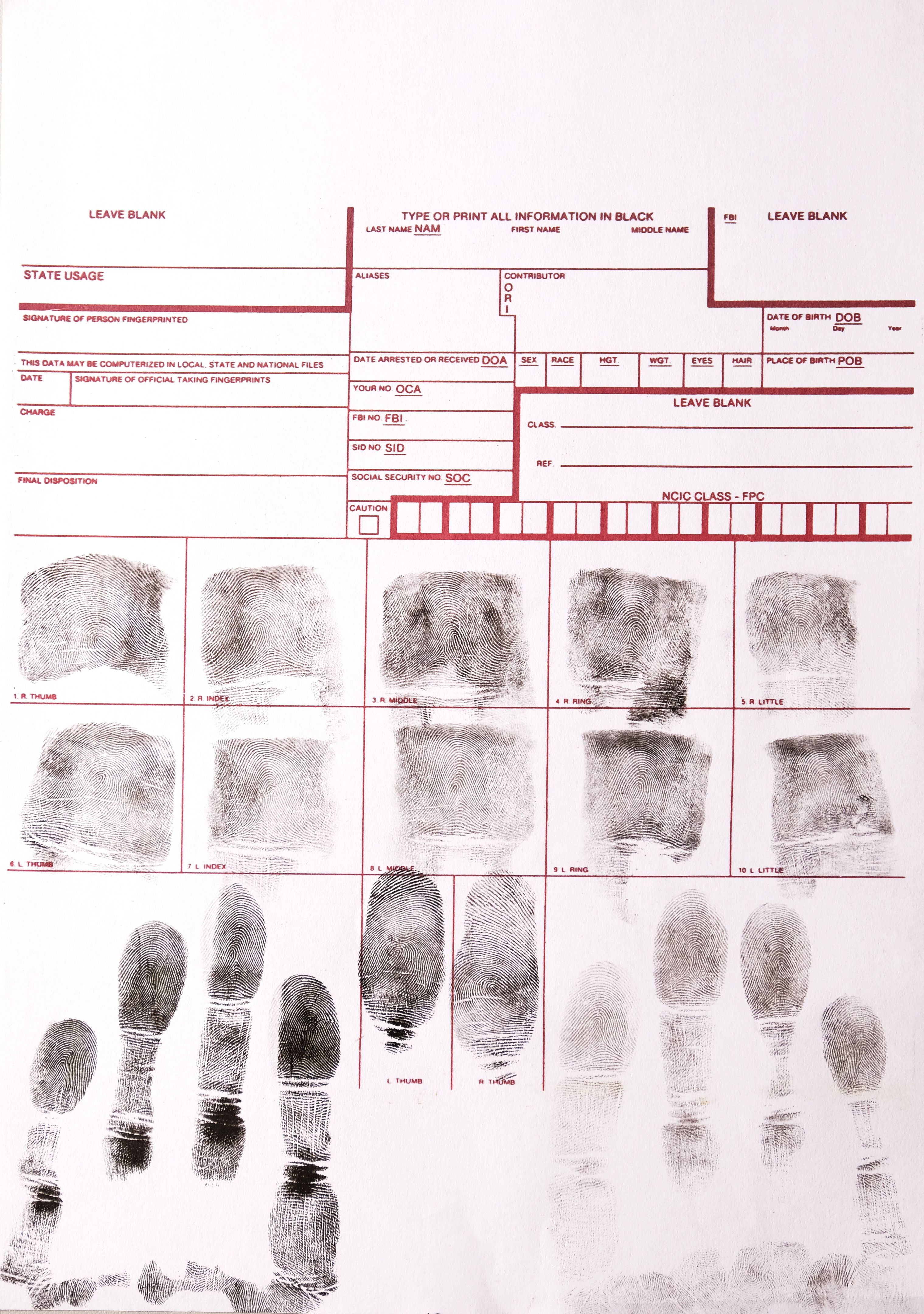 fingerprint form