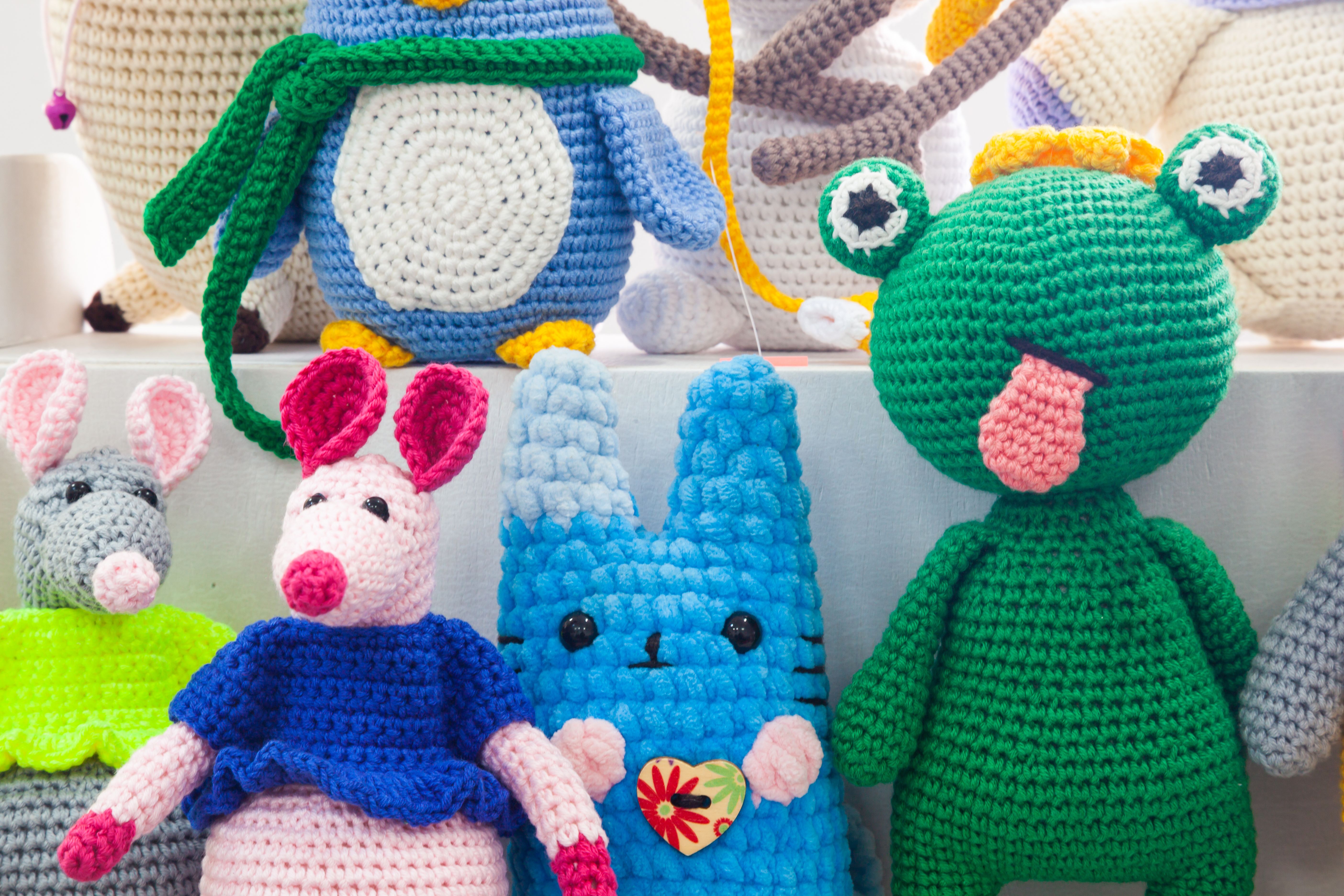 crochet toys display