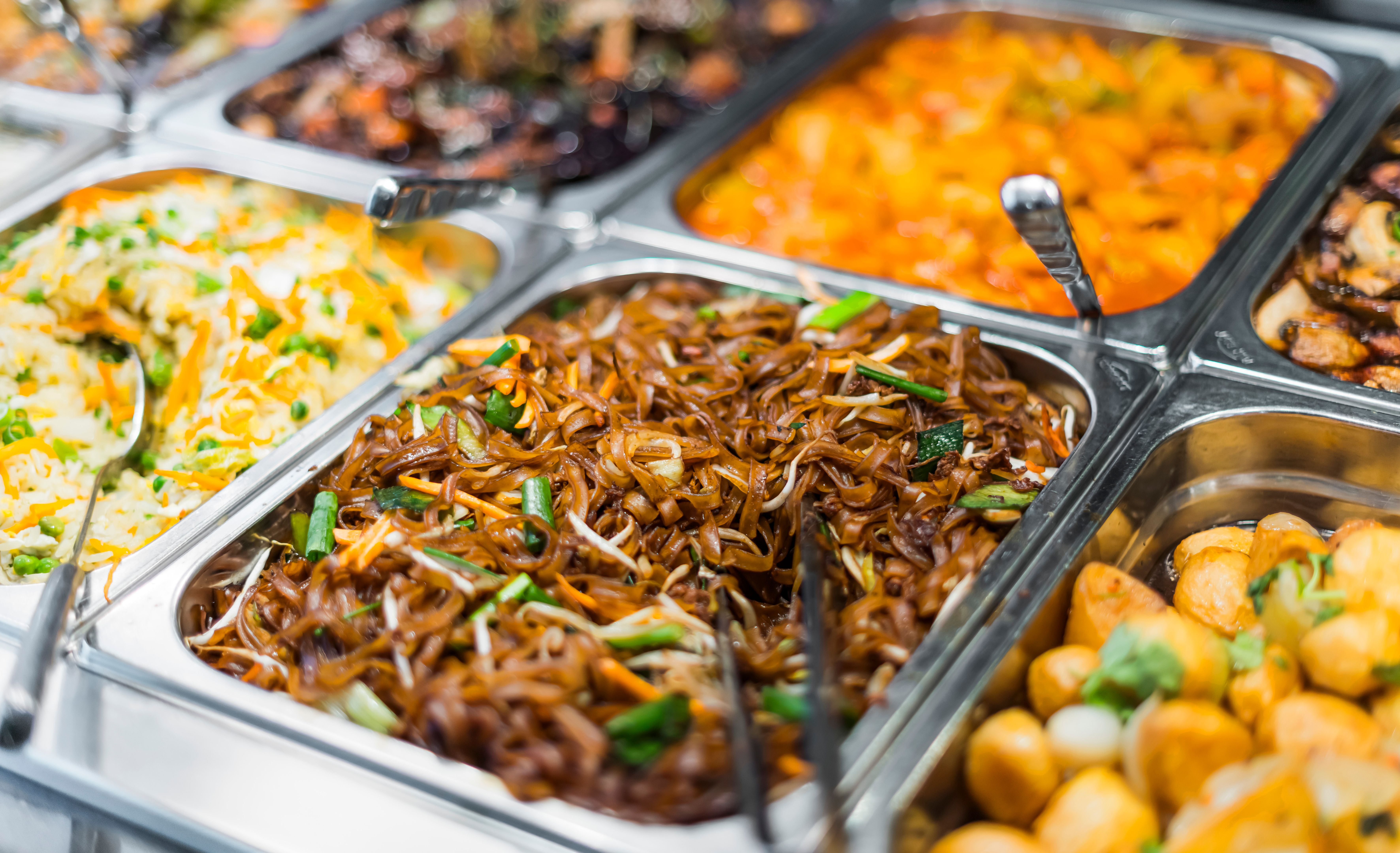 Asian food sold in a shopping mall food court