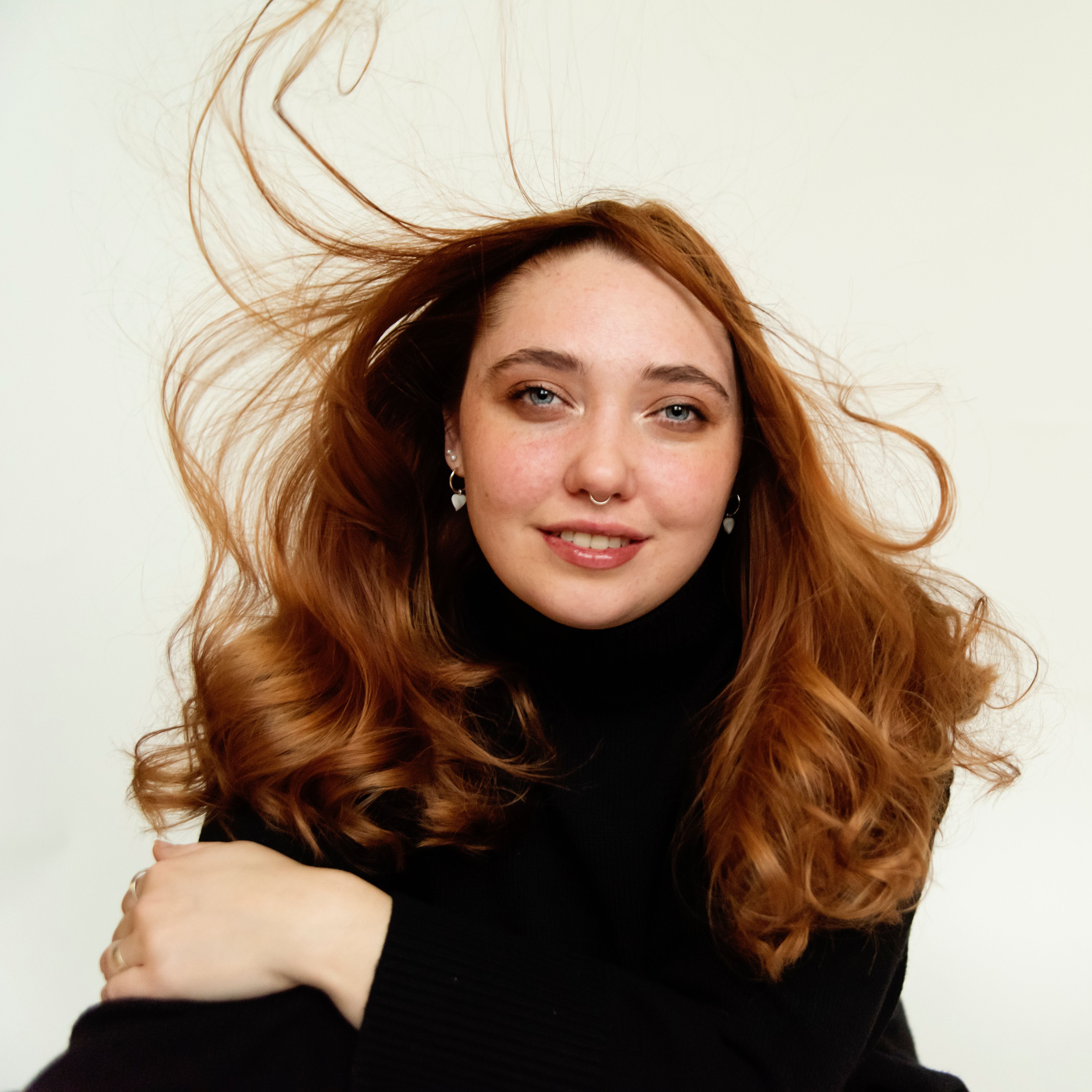 confident woman long hair