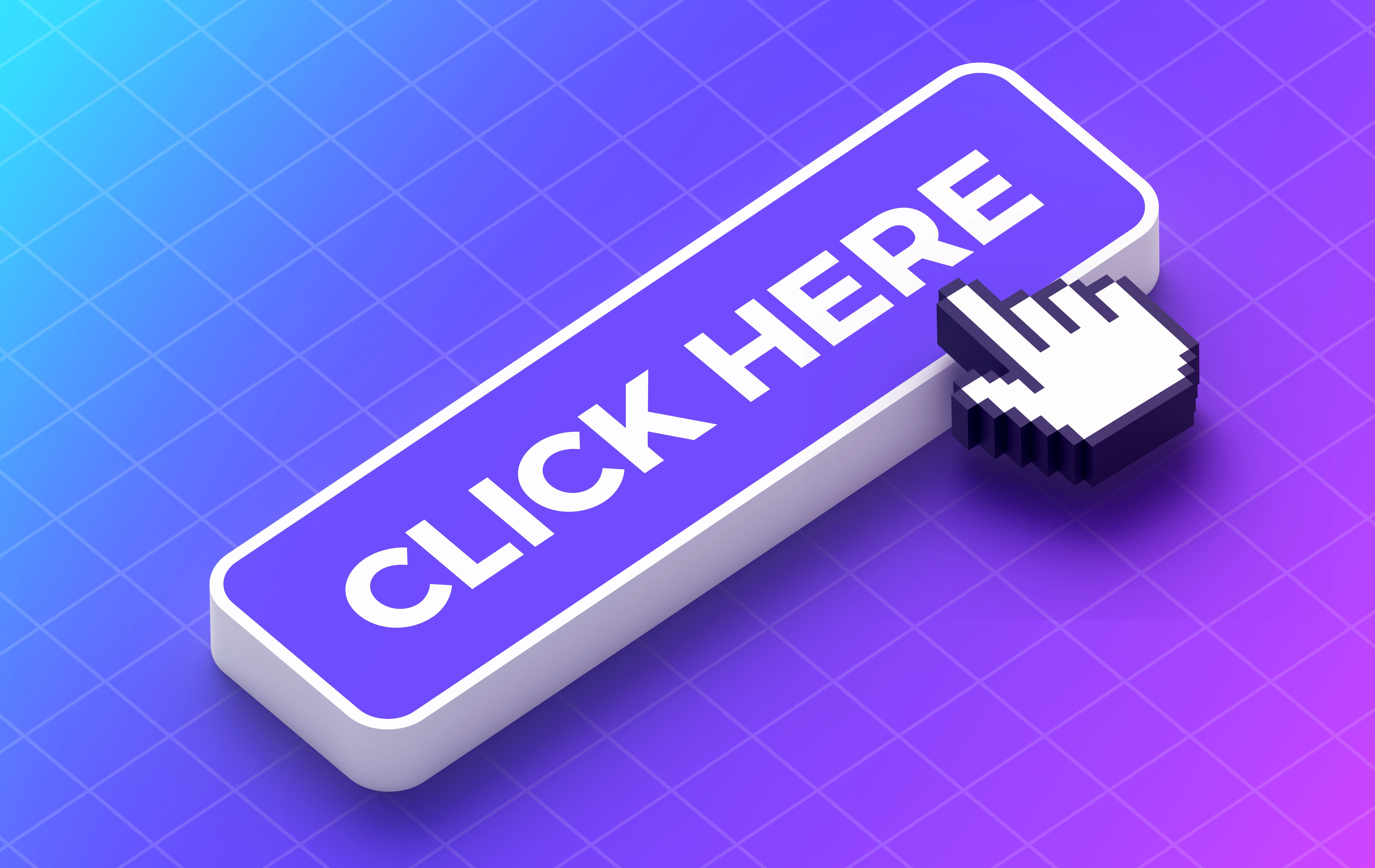 Click Here Button Cursor Computing Pixel Digital User Experience Modern Grid Gradient Background