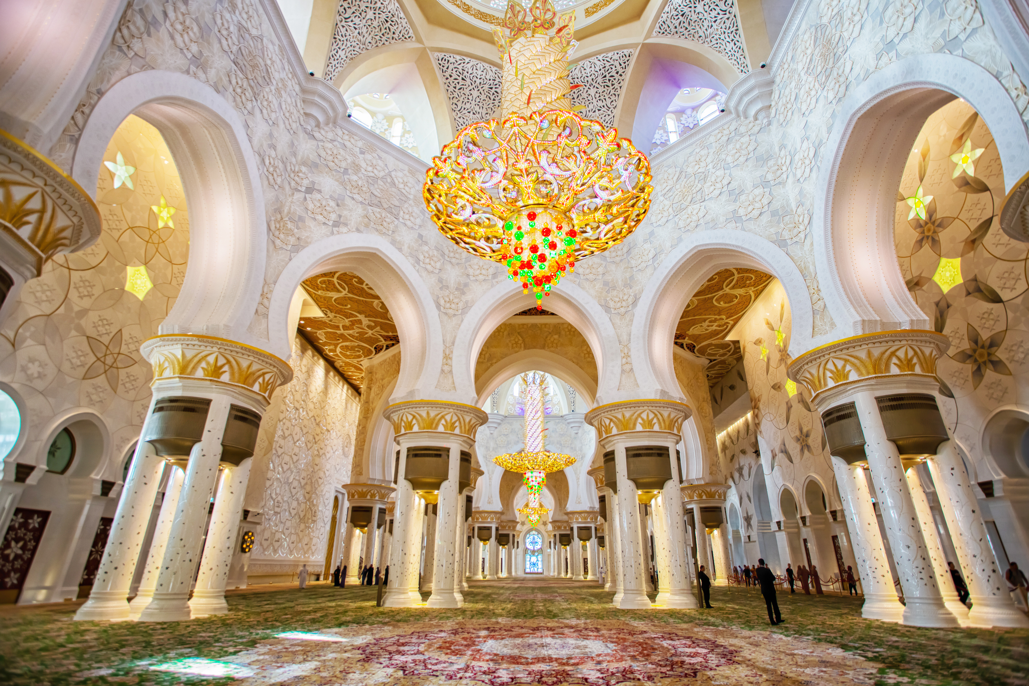 Sheikh Zayed Grand Mosque interior in Abu-Dhabi in the day