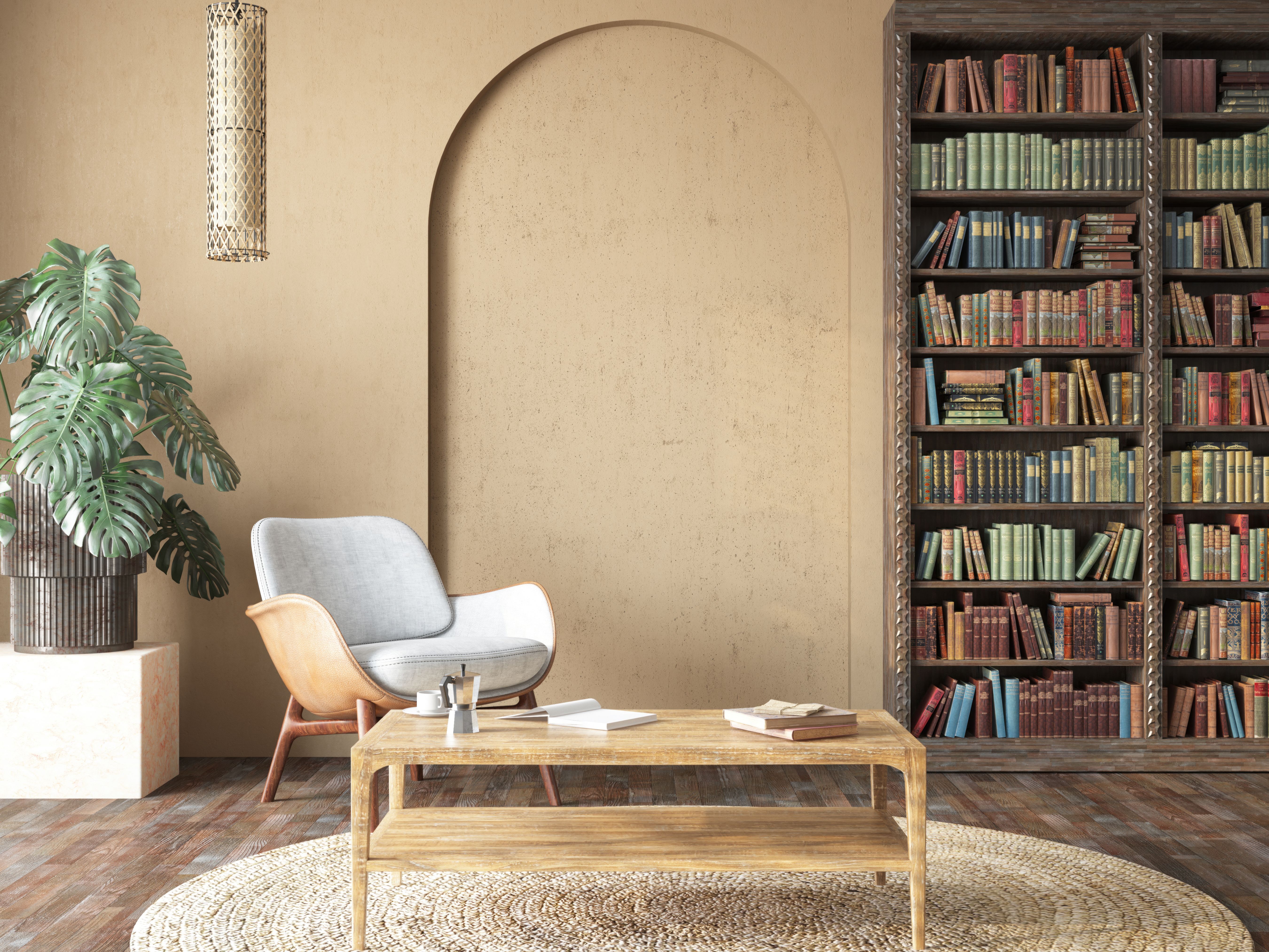 Modern Reading Corner with Bookshelf and Armchair Modern Reading Corner with Bookshelf and Armchair