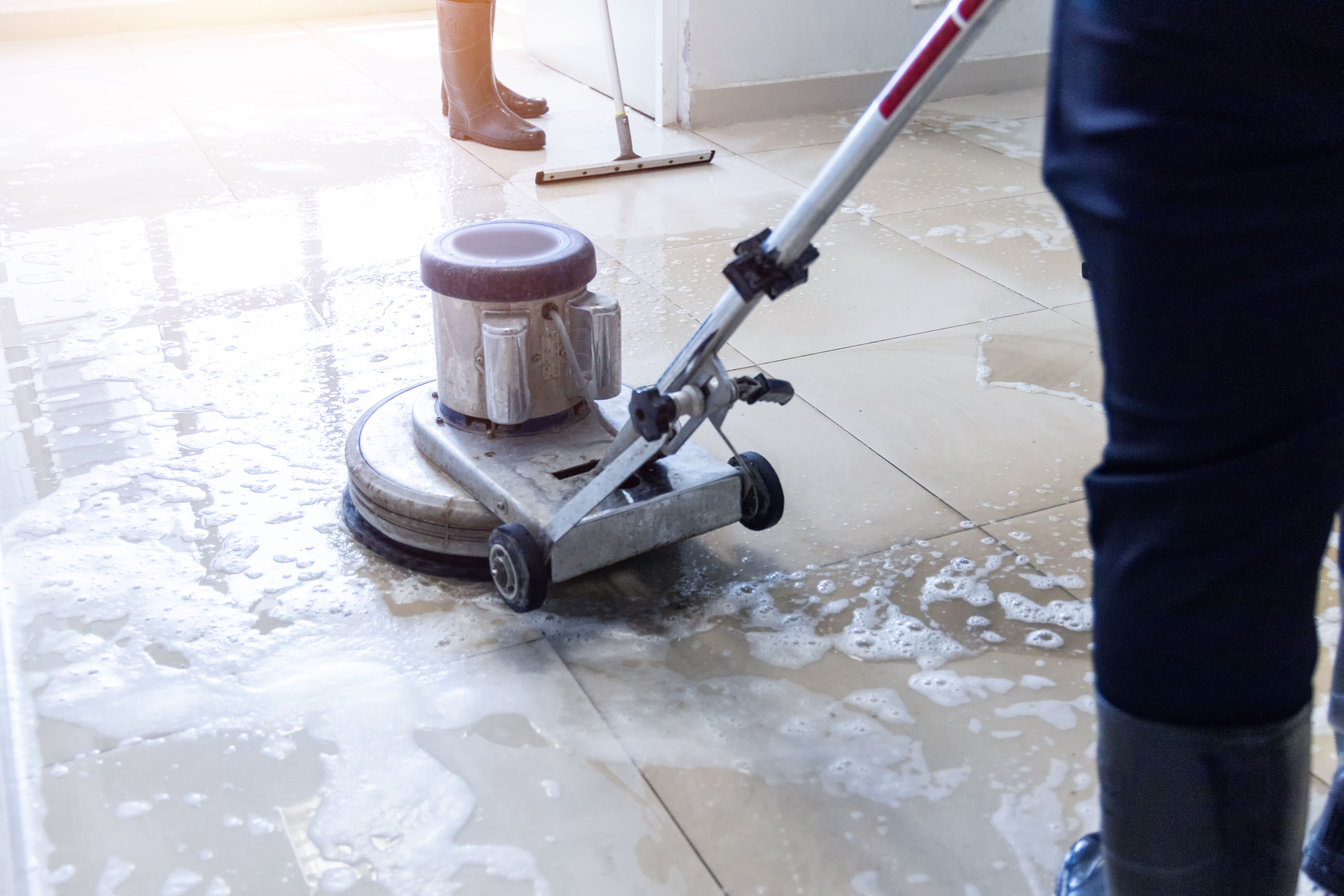 cleaning floor