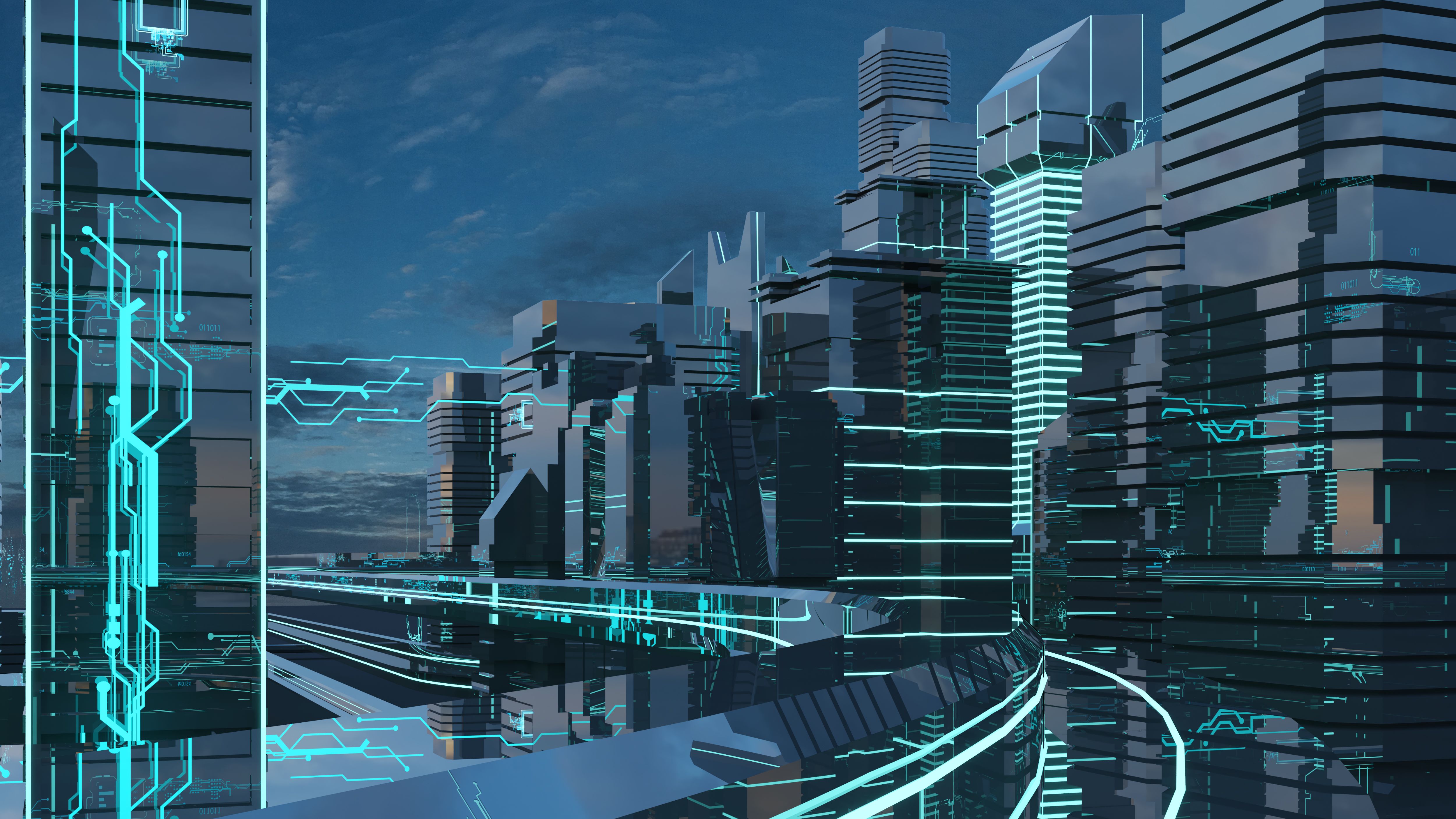 Futuristic skyscrapers in the flow. The flow of digital data. city of the future. 3D illustration. 3D rendering Futuristic skyscrapers in the flow. The flow of digital data. city of the future. 3D illustration. 3D rendering