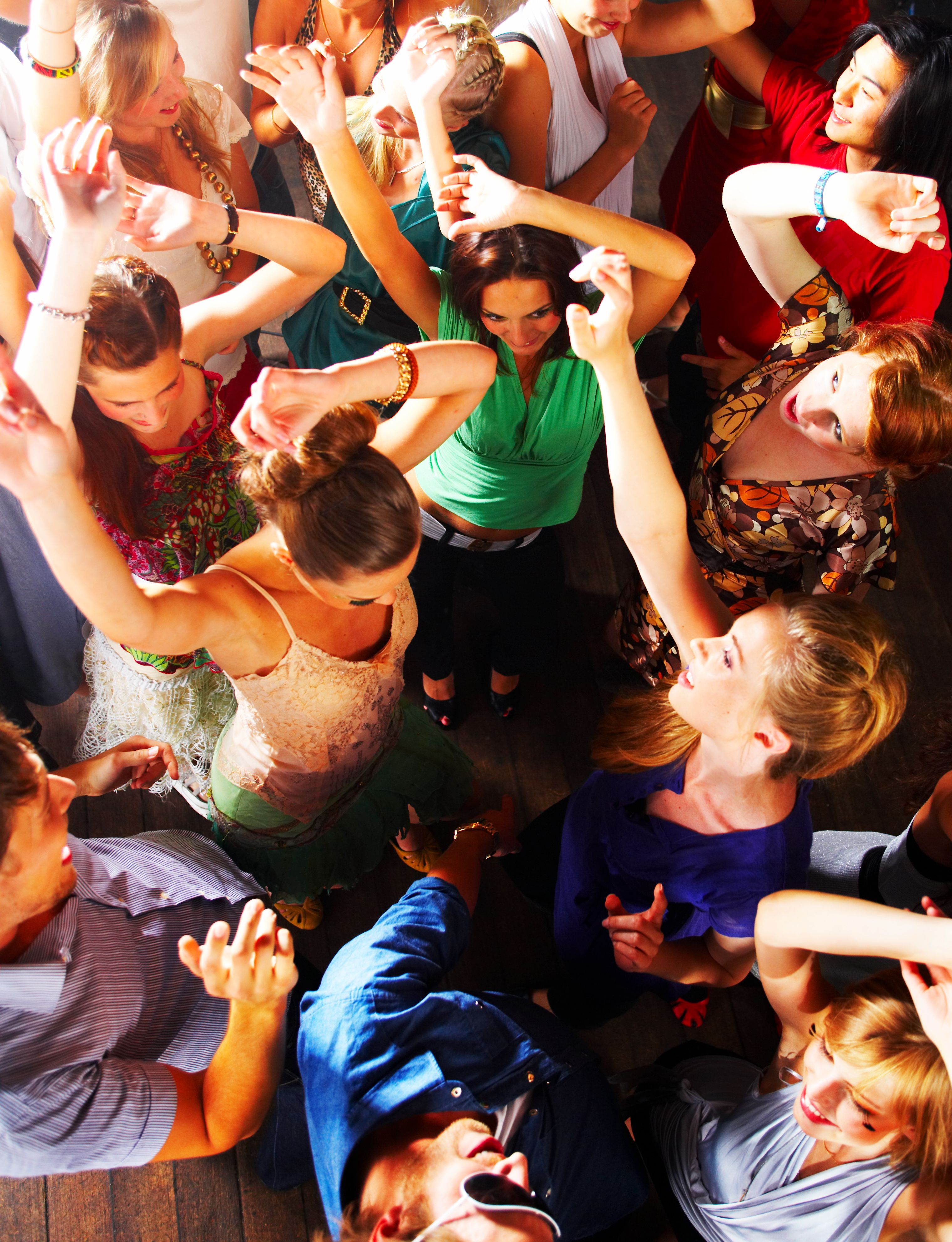 happy guests dancing