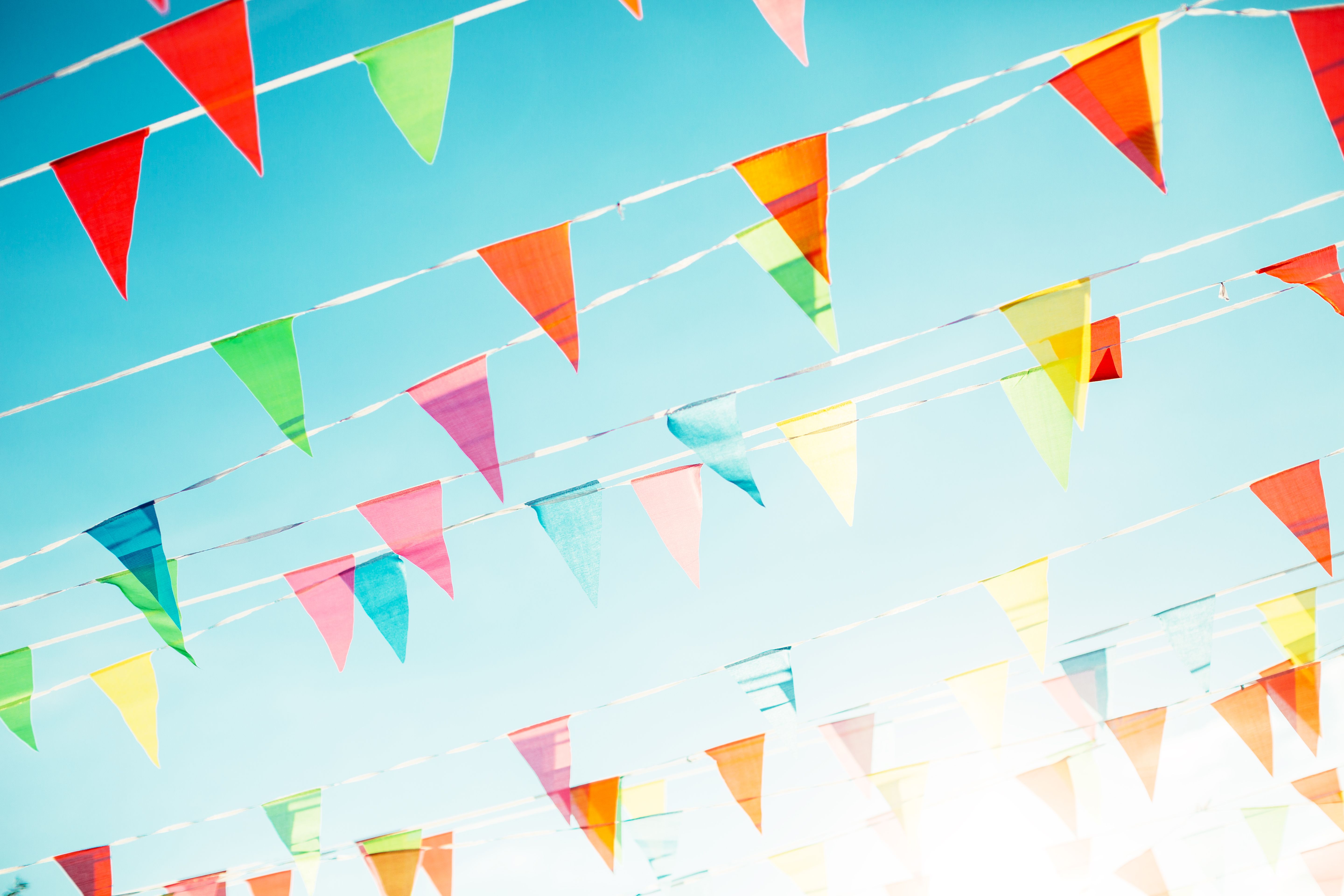Bunting Flags on the blue sky background Bunting Flags on the blue sky background
