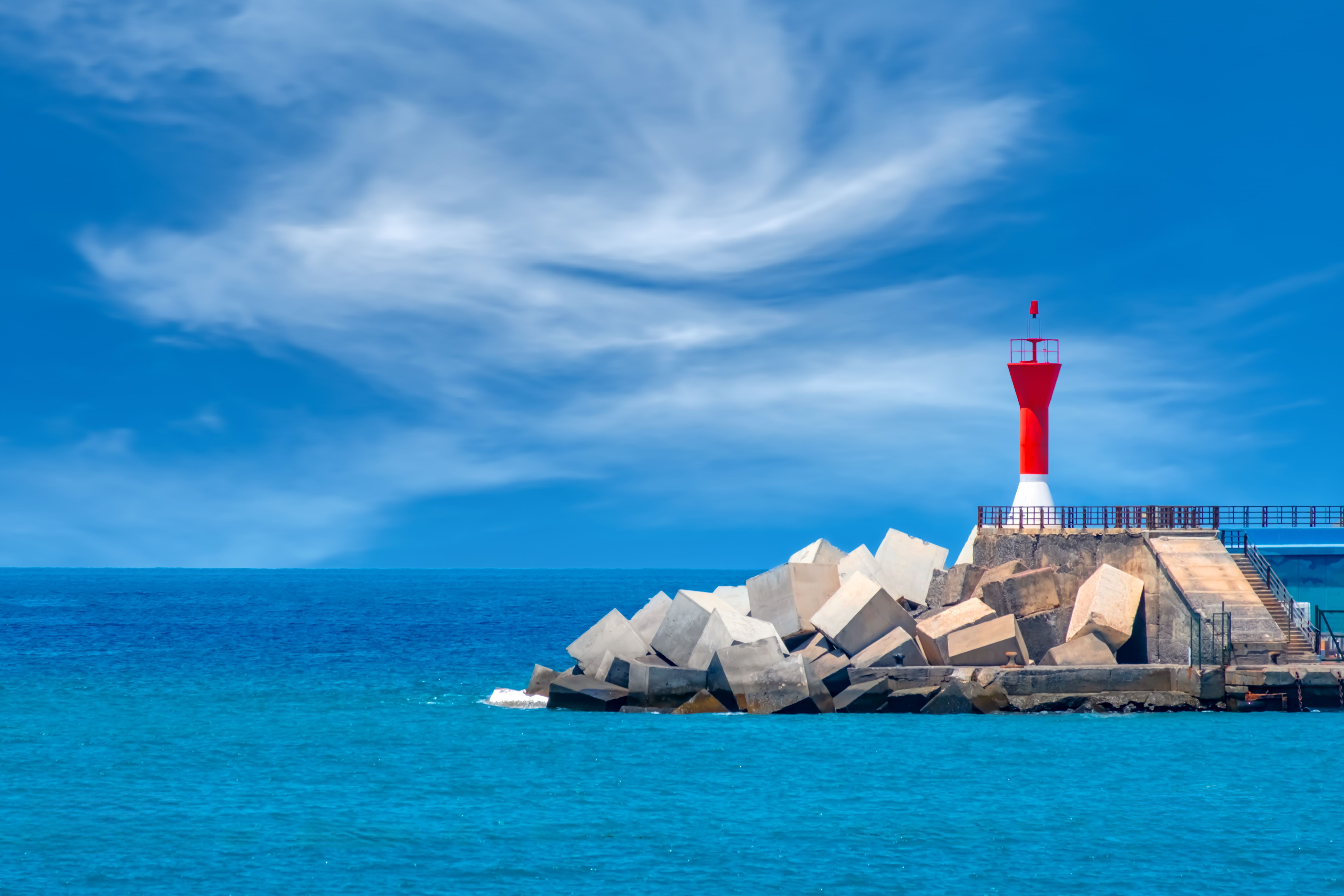 Light Beacon At Harbour Entrance