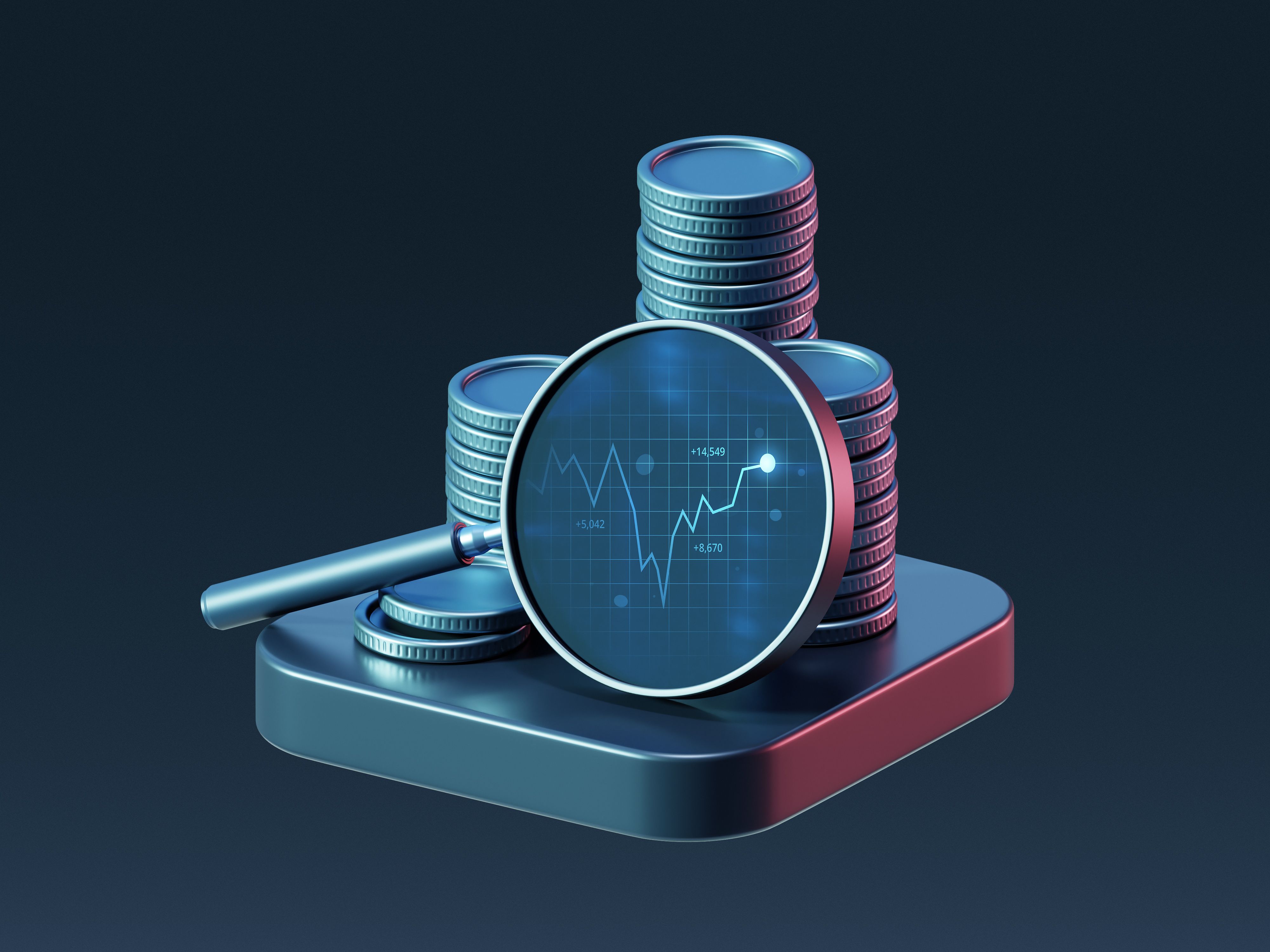 3D Stock Market Analysis with Financial Data Chart Graph and Trading for Investment and Finance.