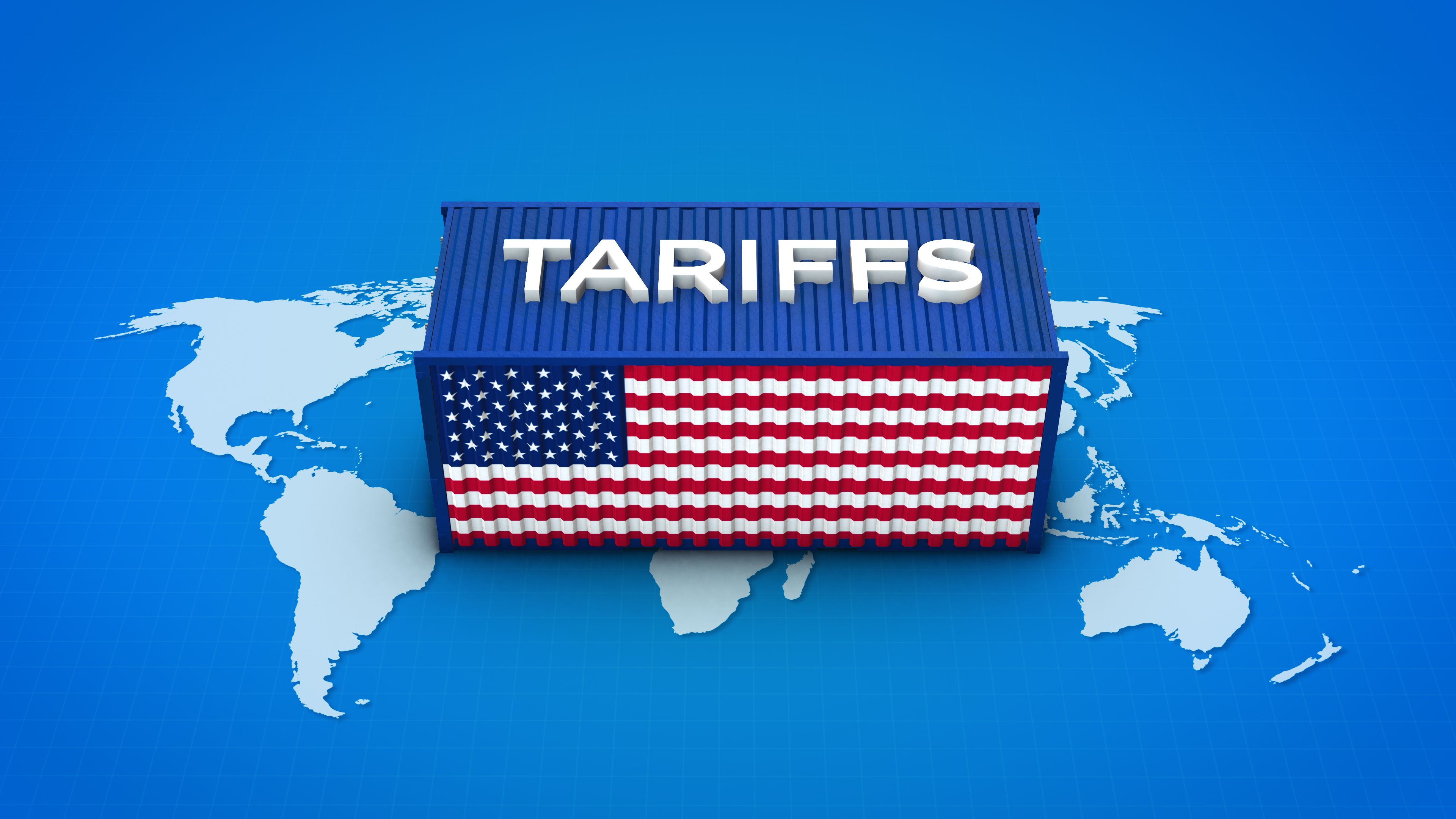 U.S. Flag Shipping Container Over World Map U.S. Flag Shipping Container Over World Map