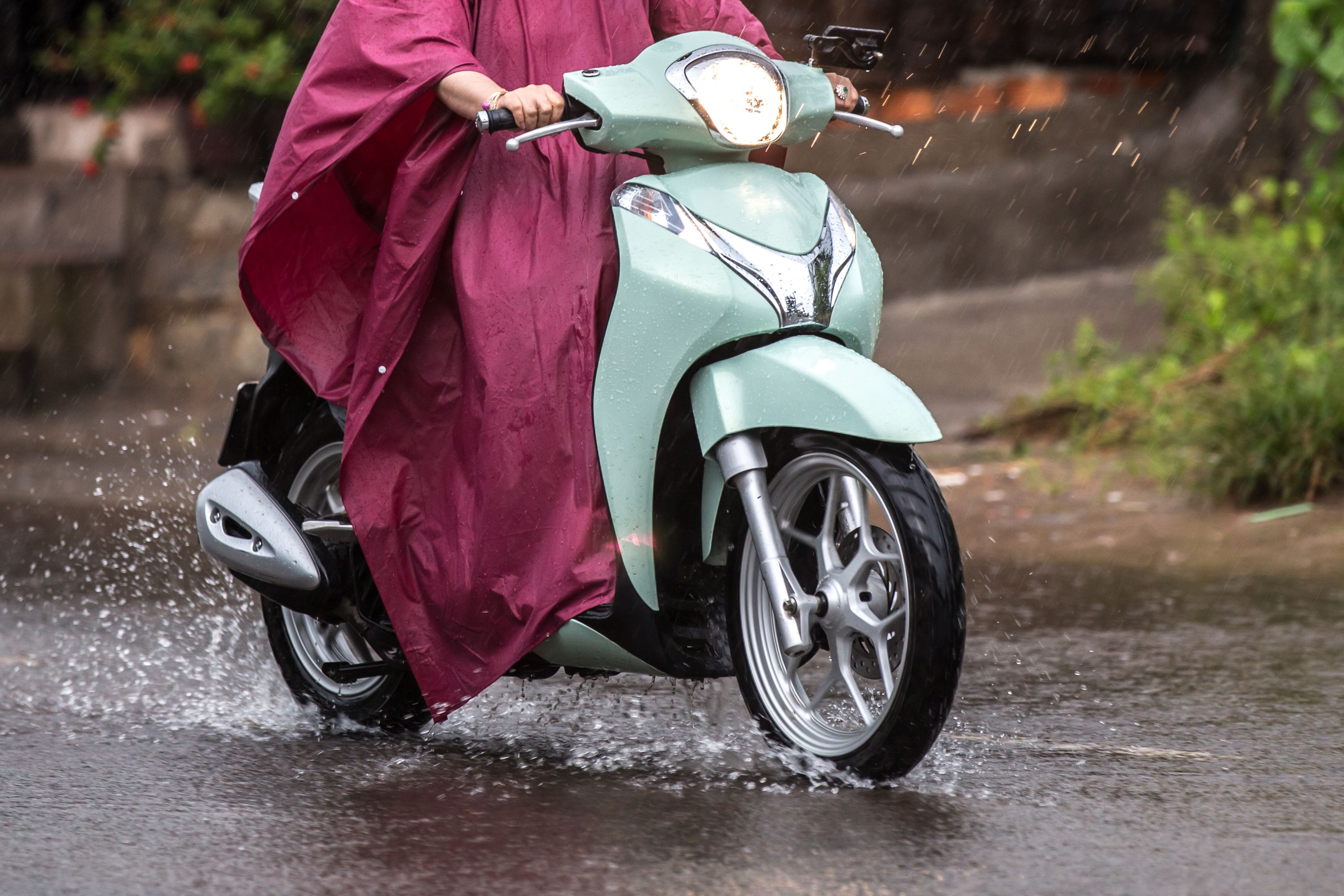 scooter in rain
