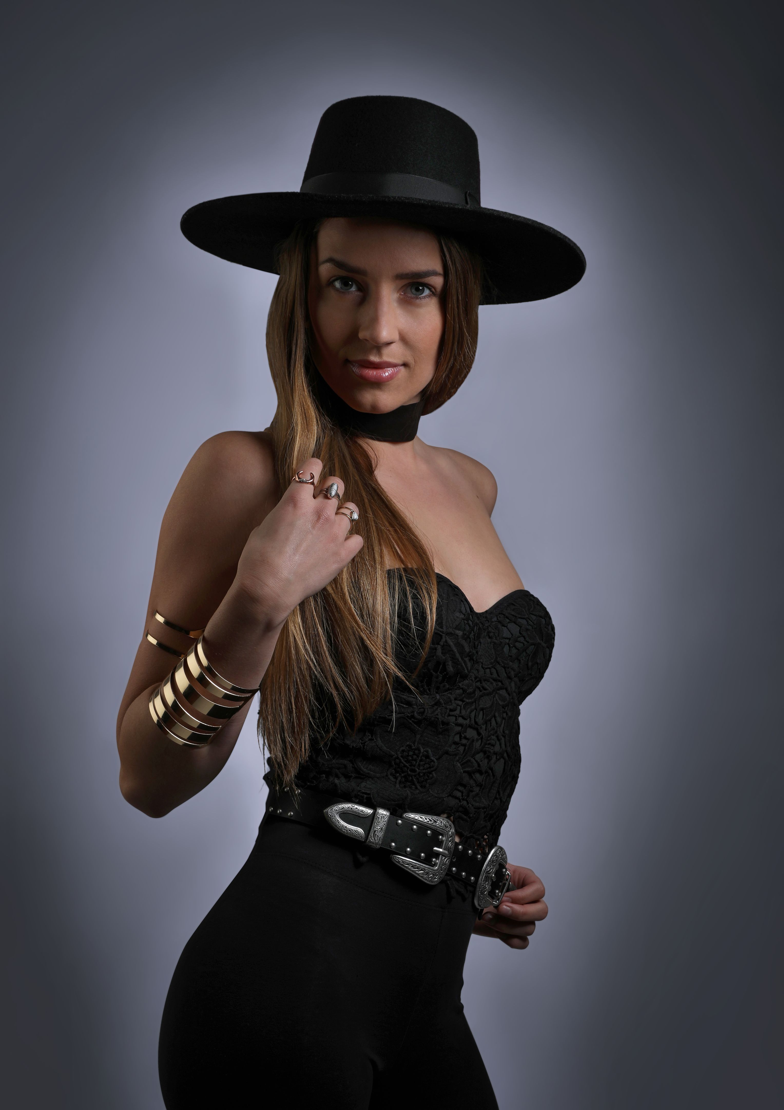 Fashionable young woman wearing bustier