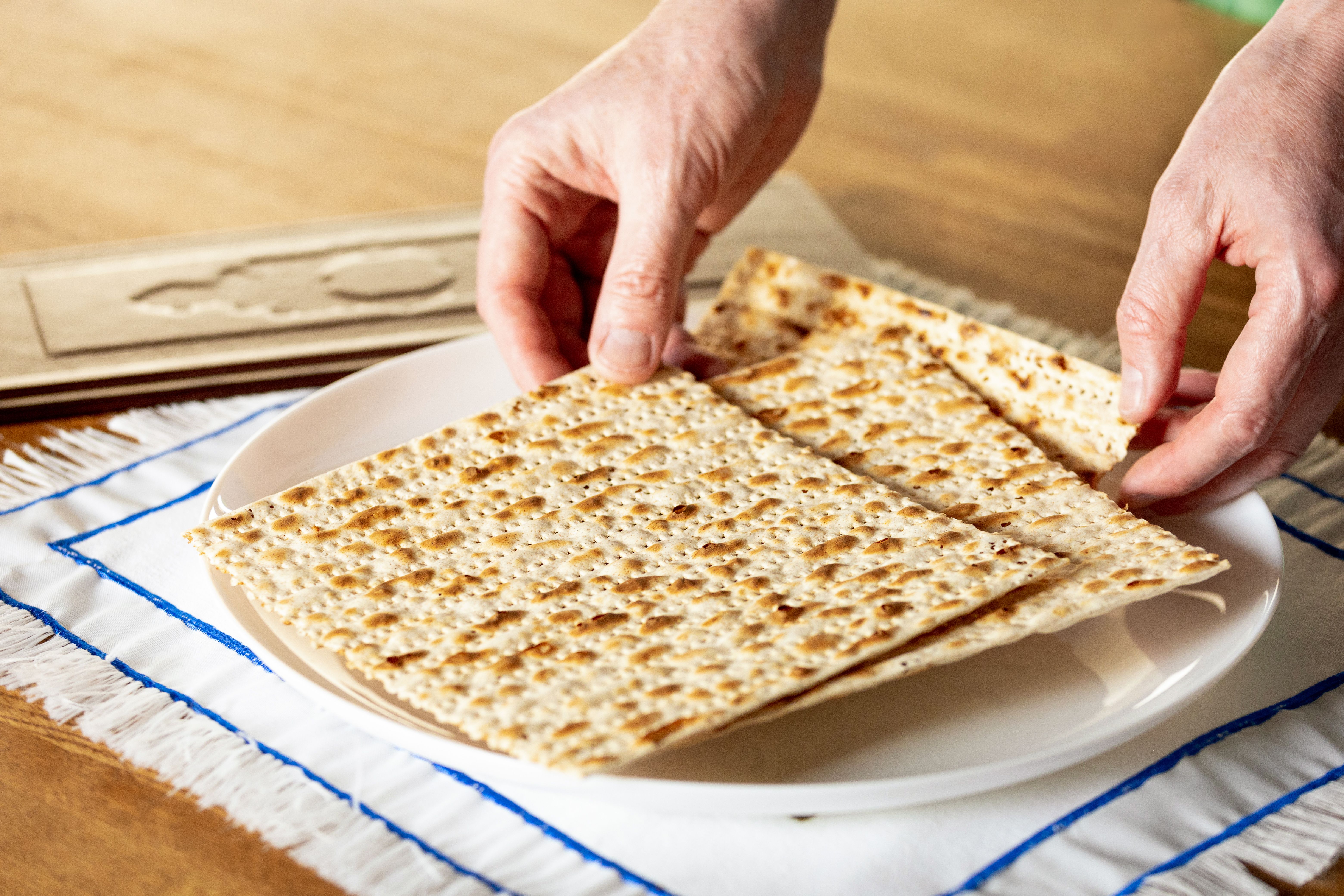 A man celebrates the Jewish holiday of Passover