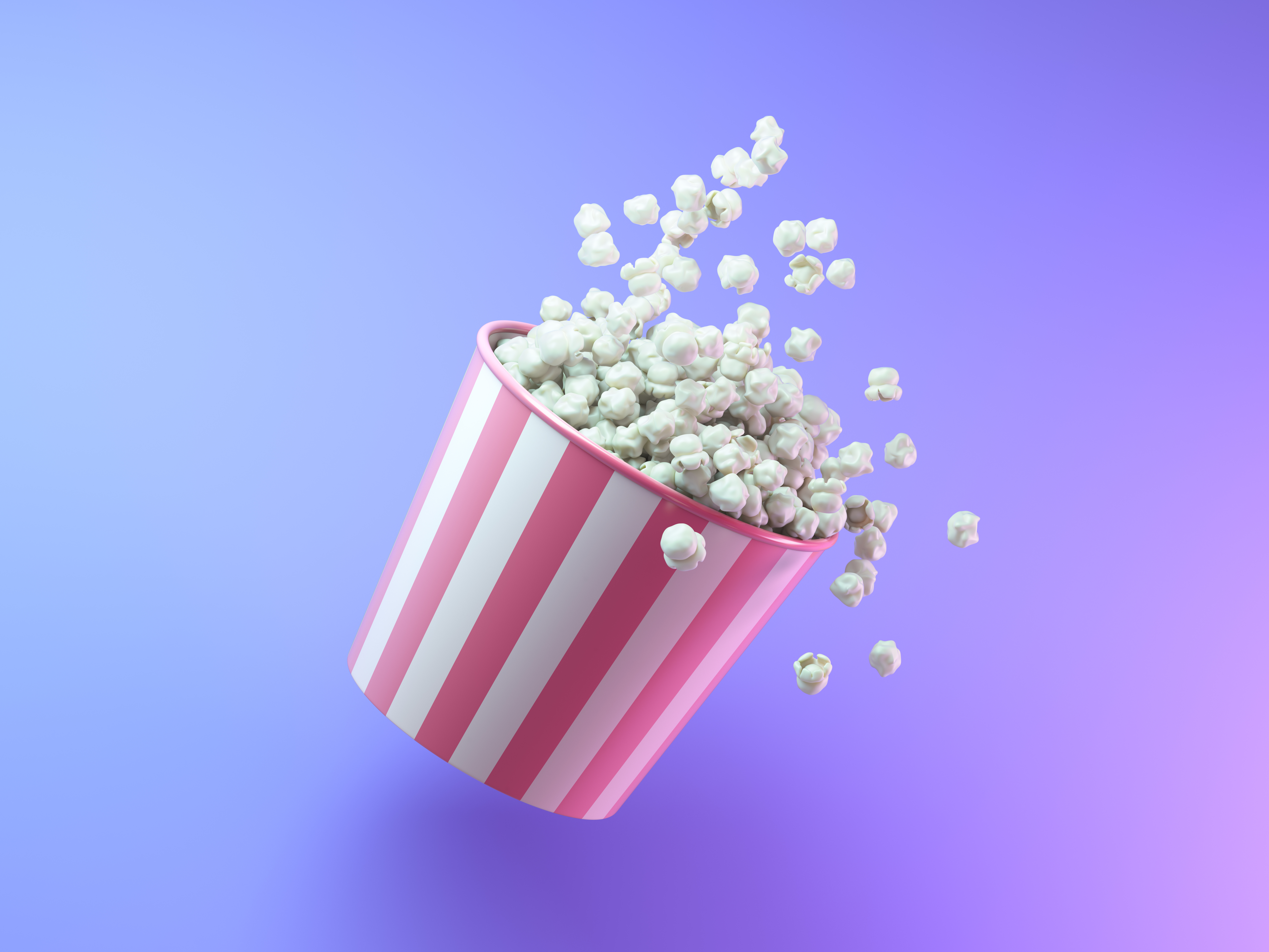 Popcorn in red white striped bucket Popcorn in red white striped bucket