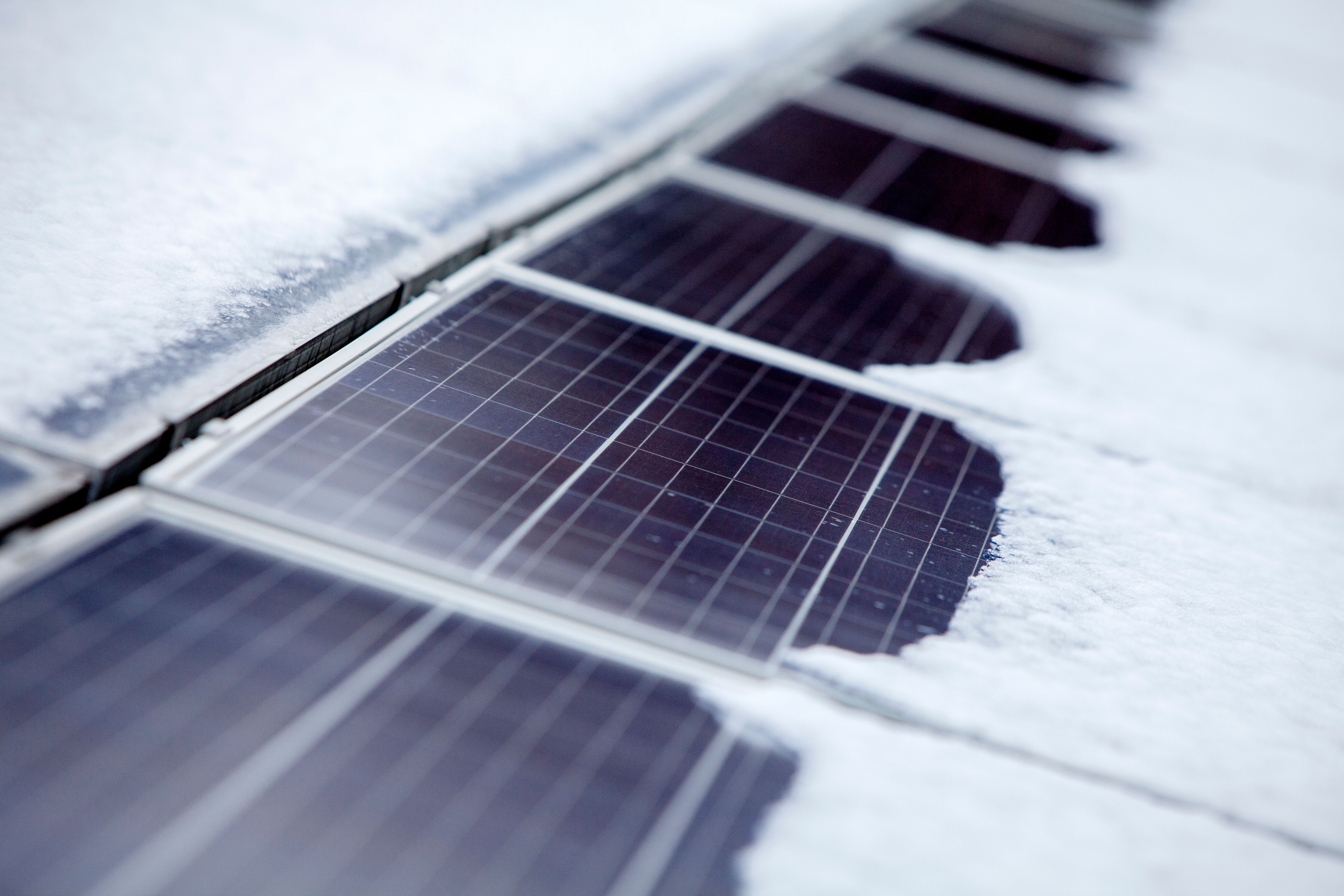 snowy solar panels
