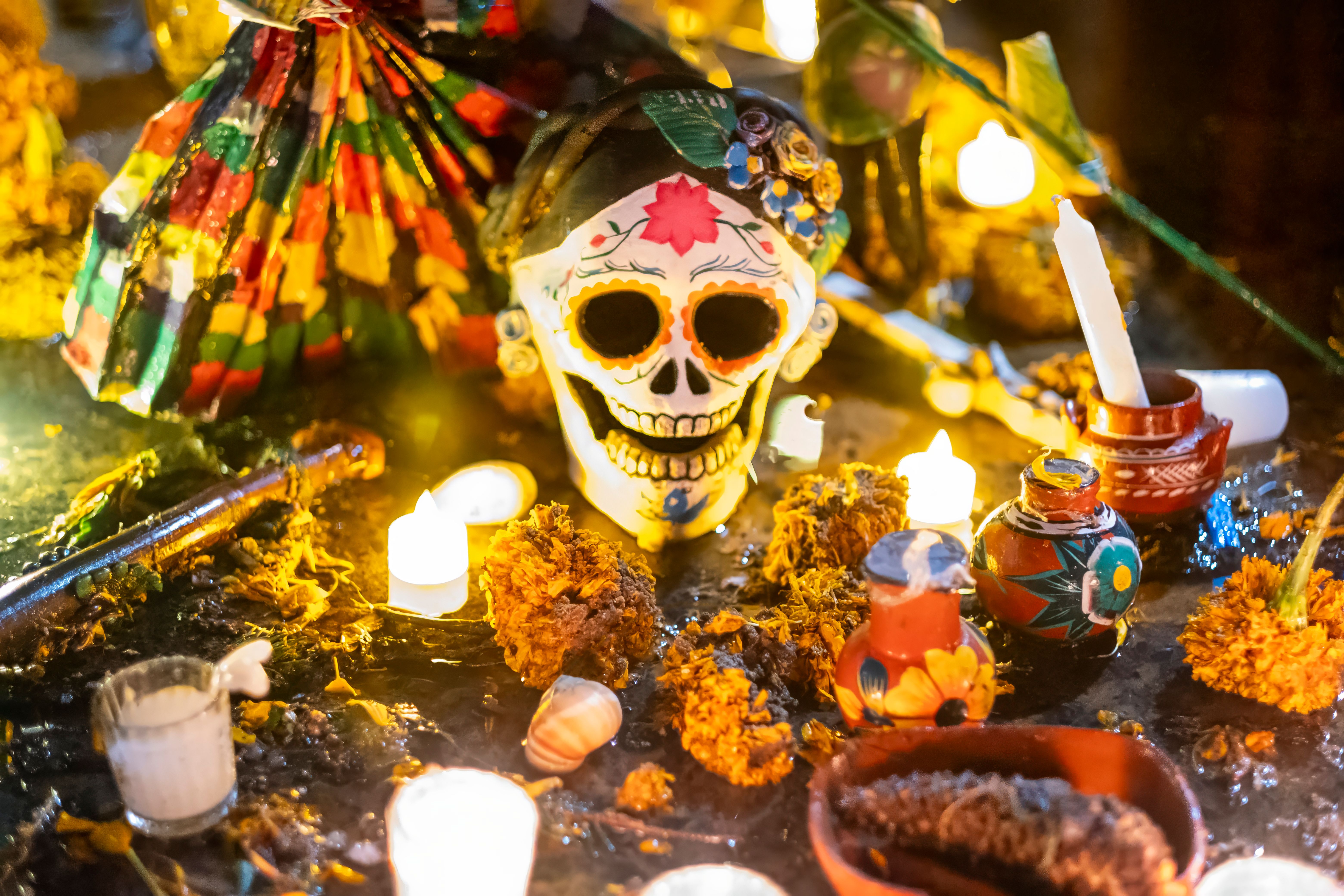 Calavera on the Day of the Dead altar