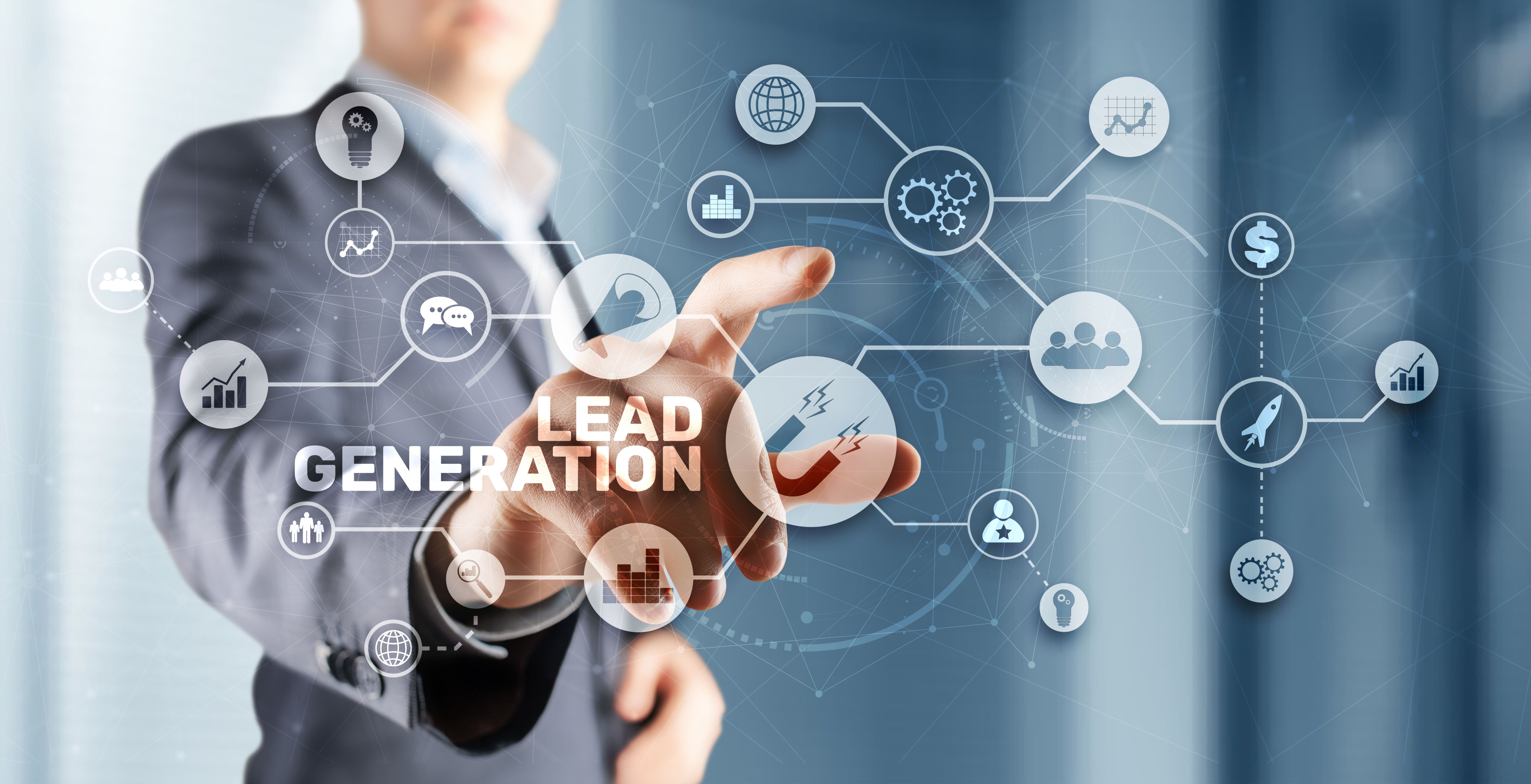 Lead Generation. Finding and identifying customers for your business products or services. Finance concept