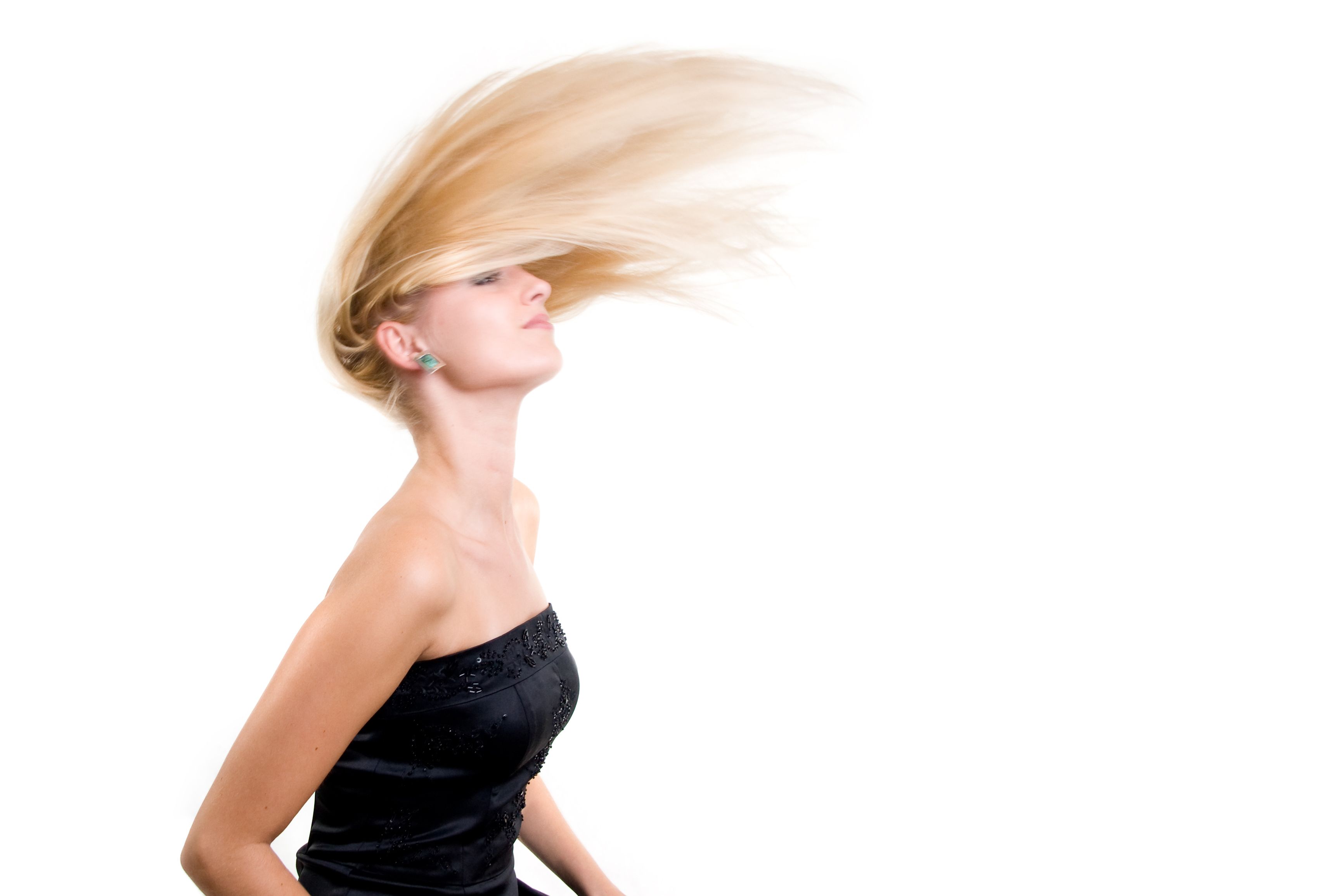 Beautiful blond girl on white