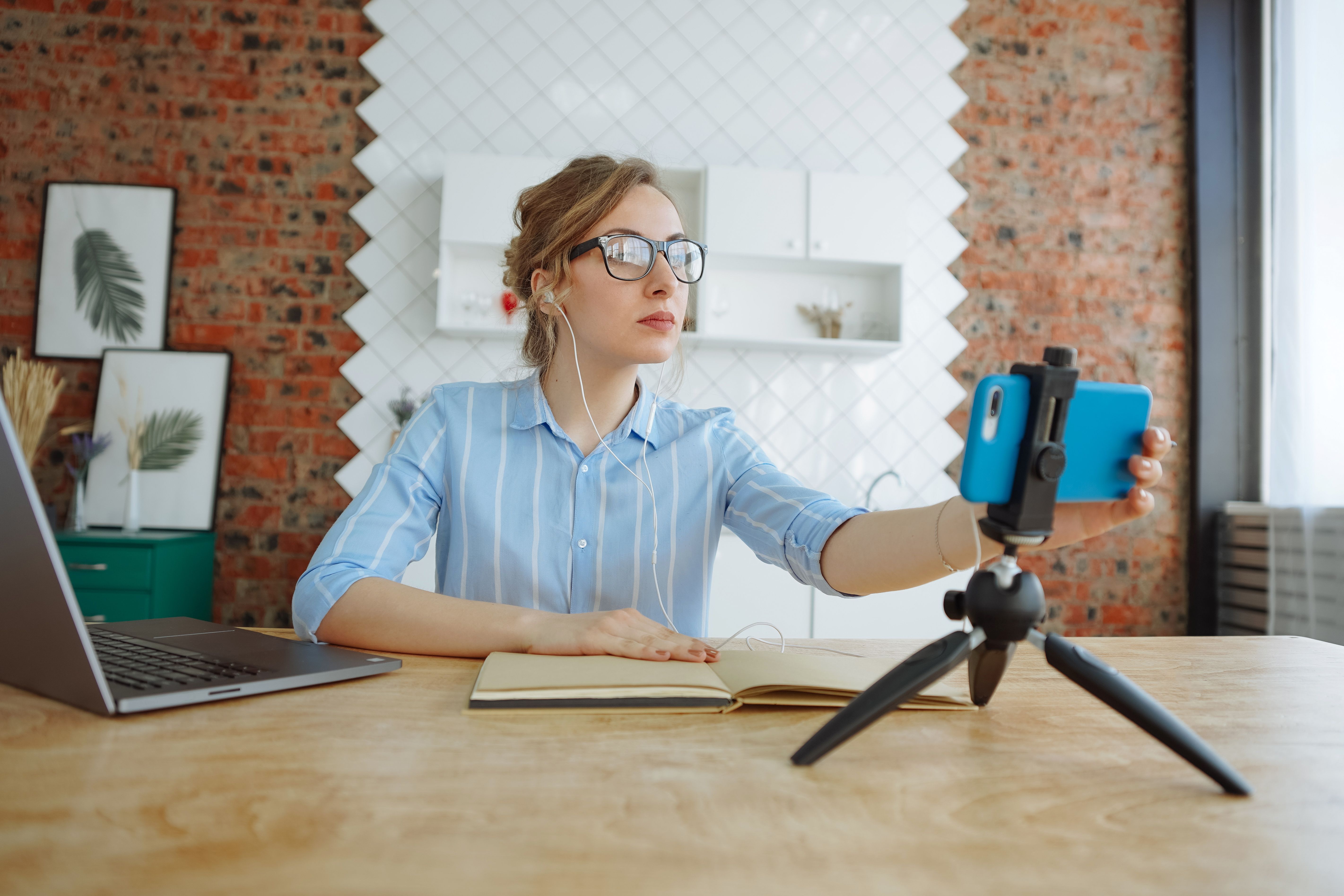Woman making a video call on her smartphone