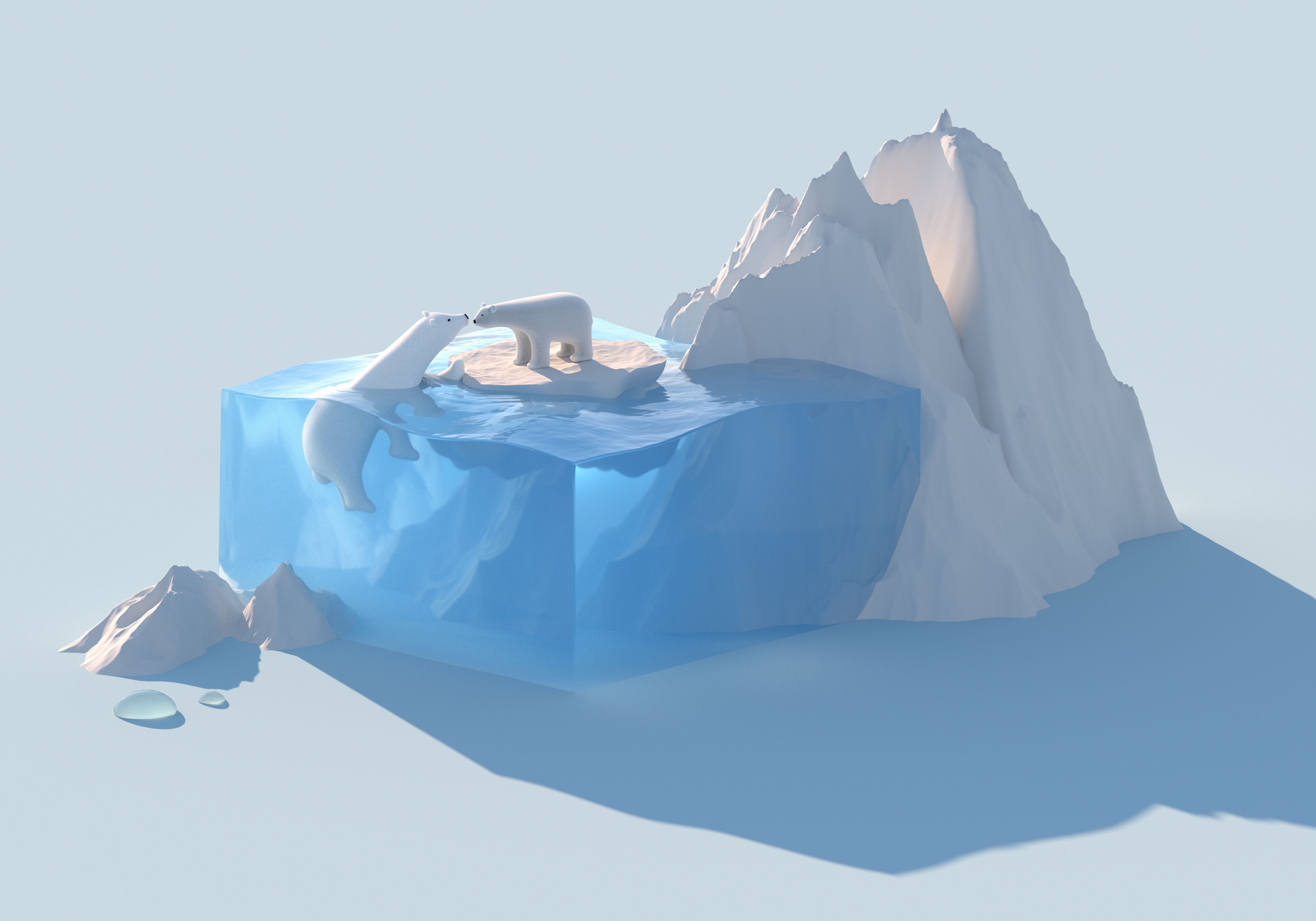 Baby polar bear and his mother Baby polar bear and his mother