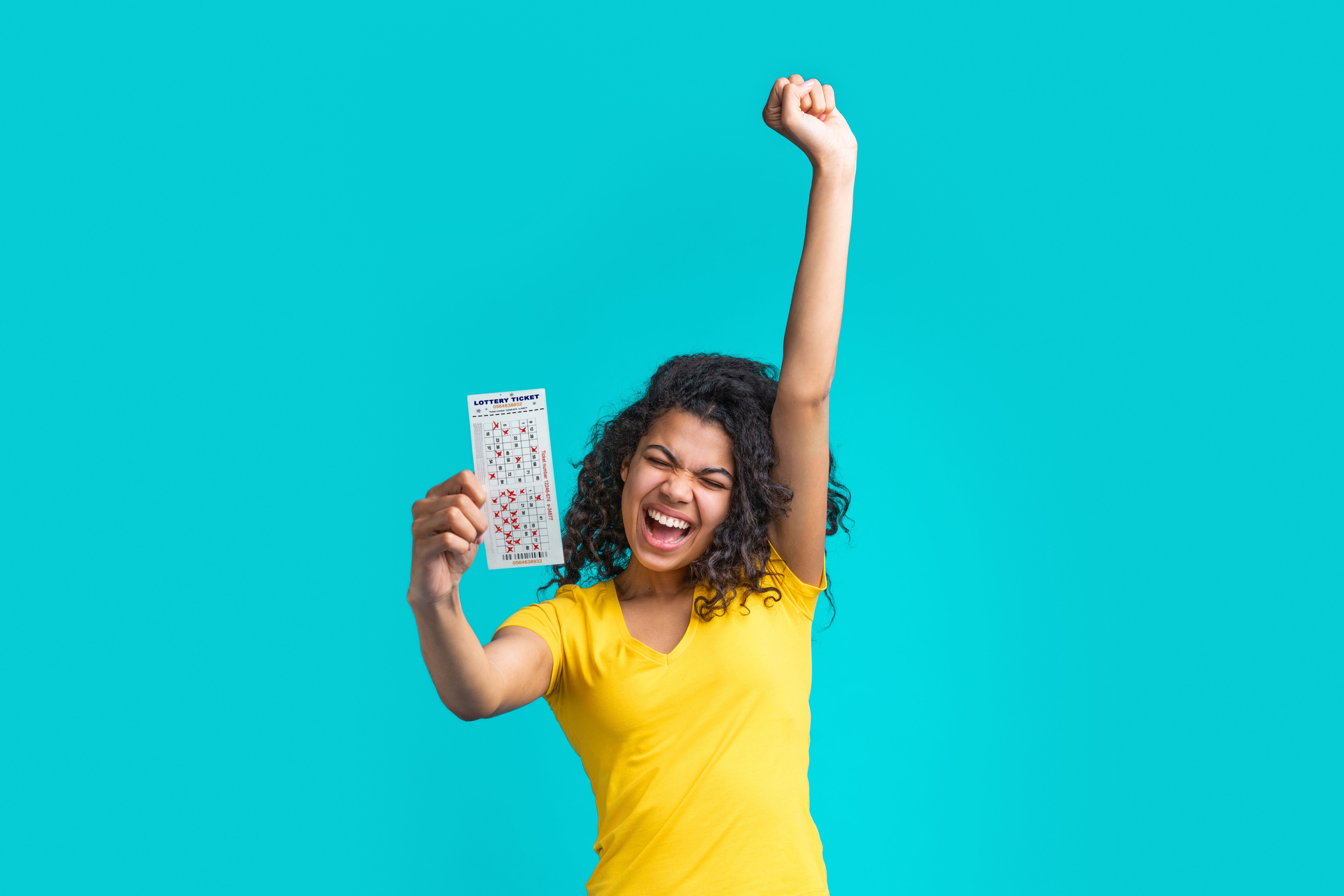 happy lottery player