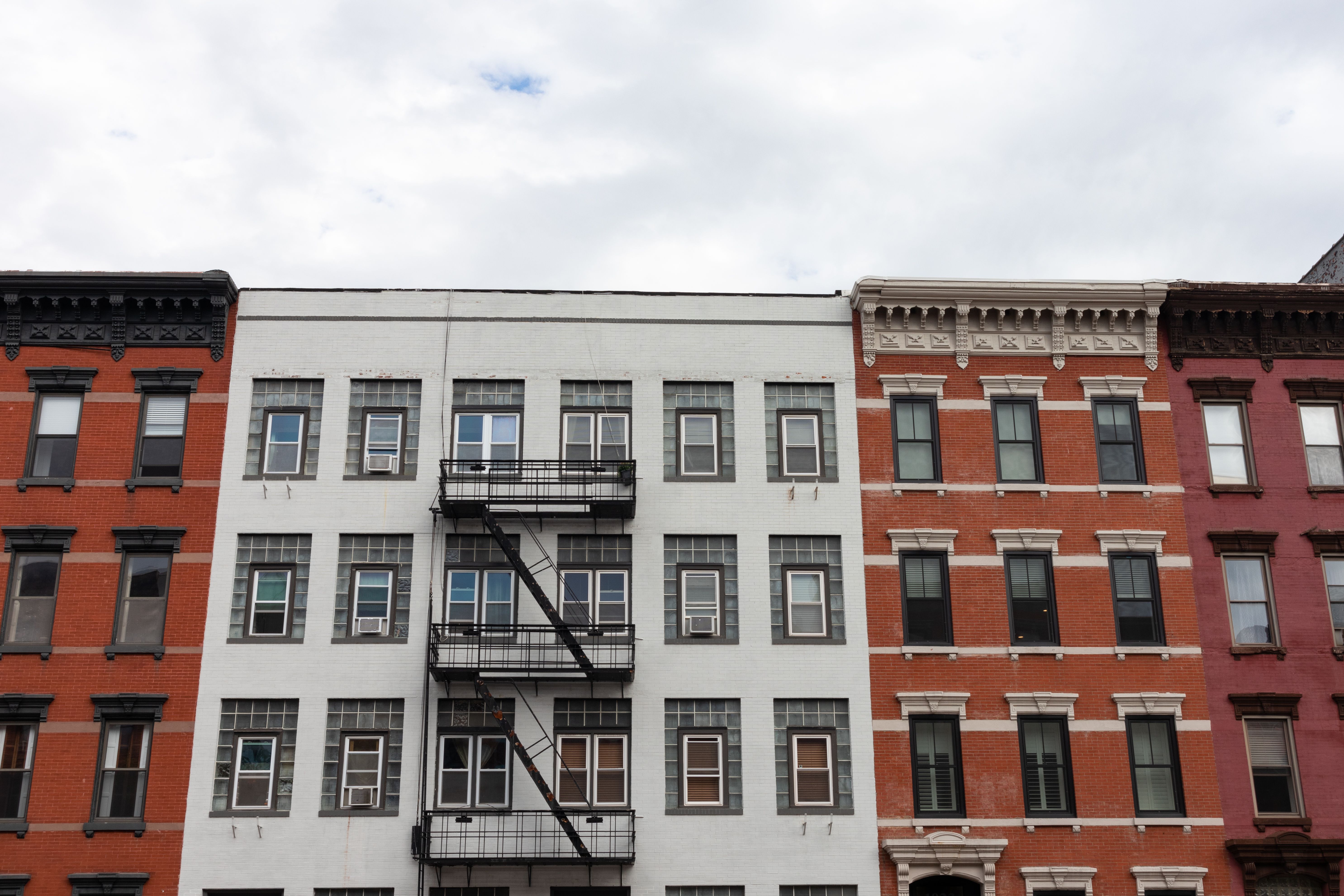 Row of Colorful Old Residential Buildings in Hoboken New Jersey