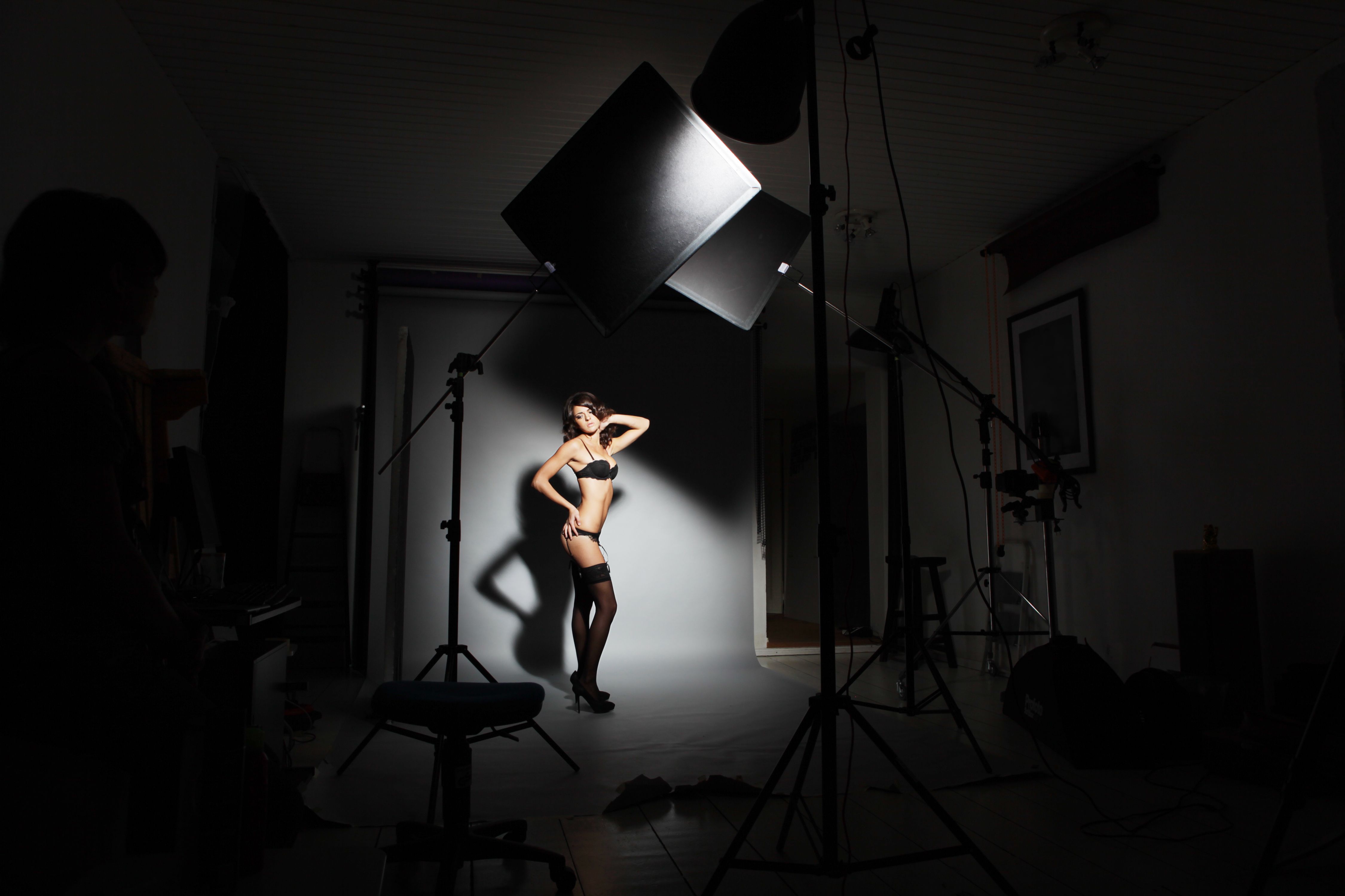 Behind the scenes lingerie photoshooting