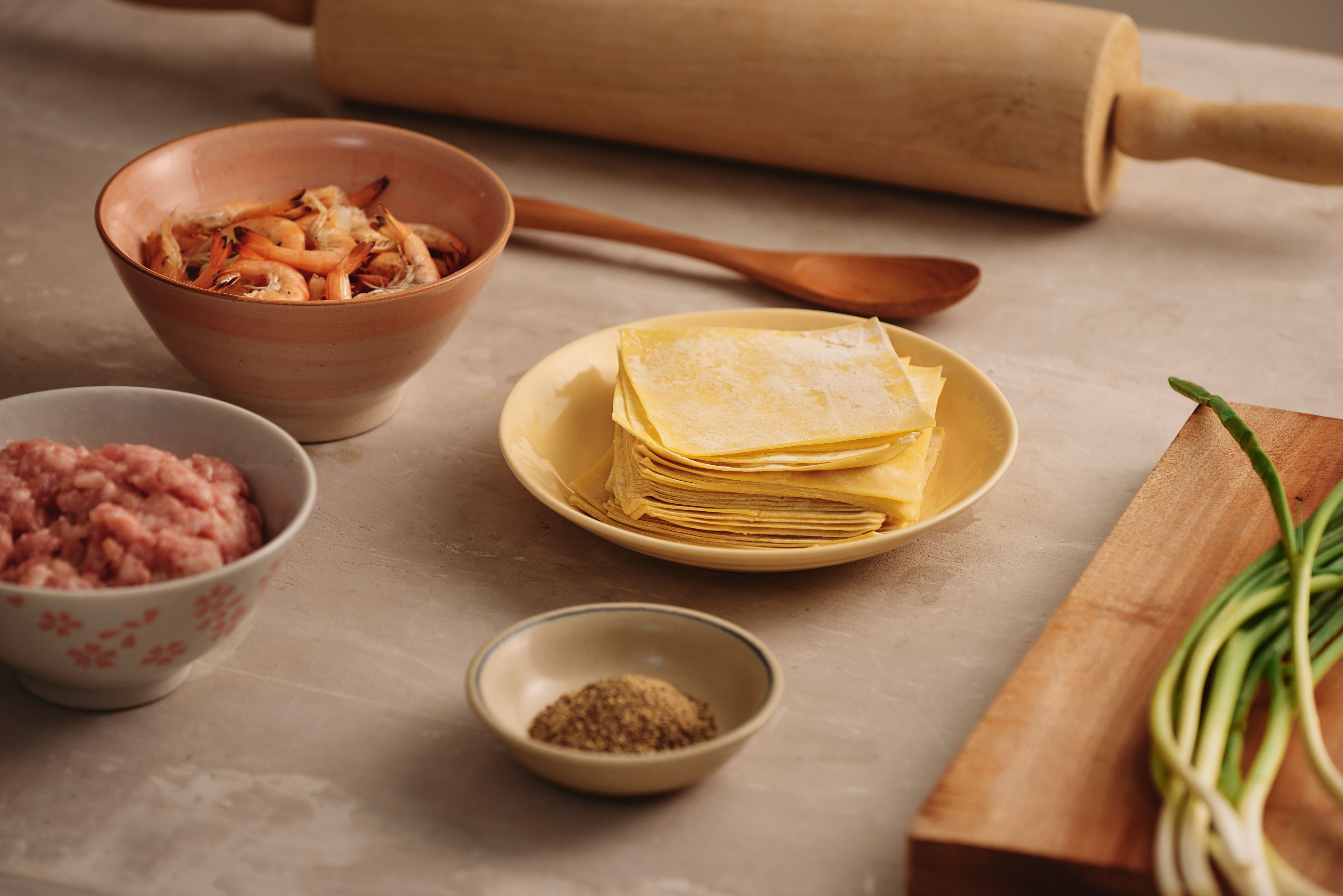 fresh dumpling ingredients