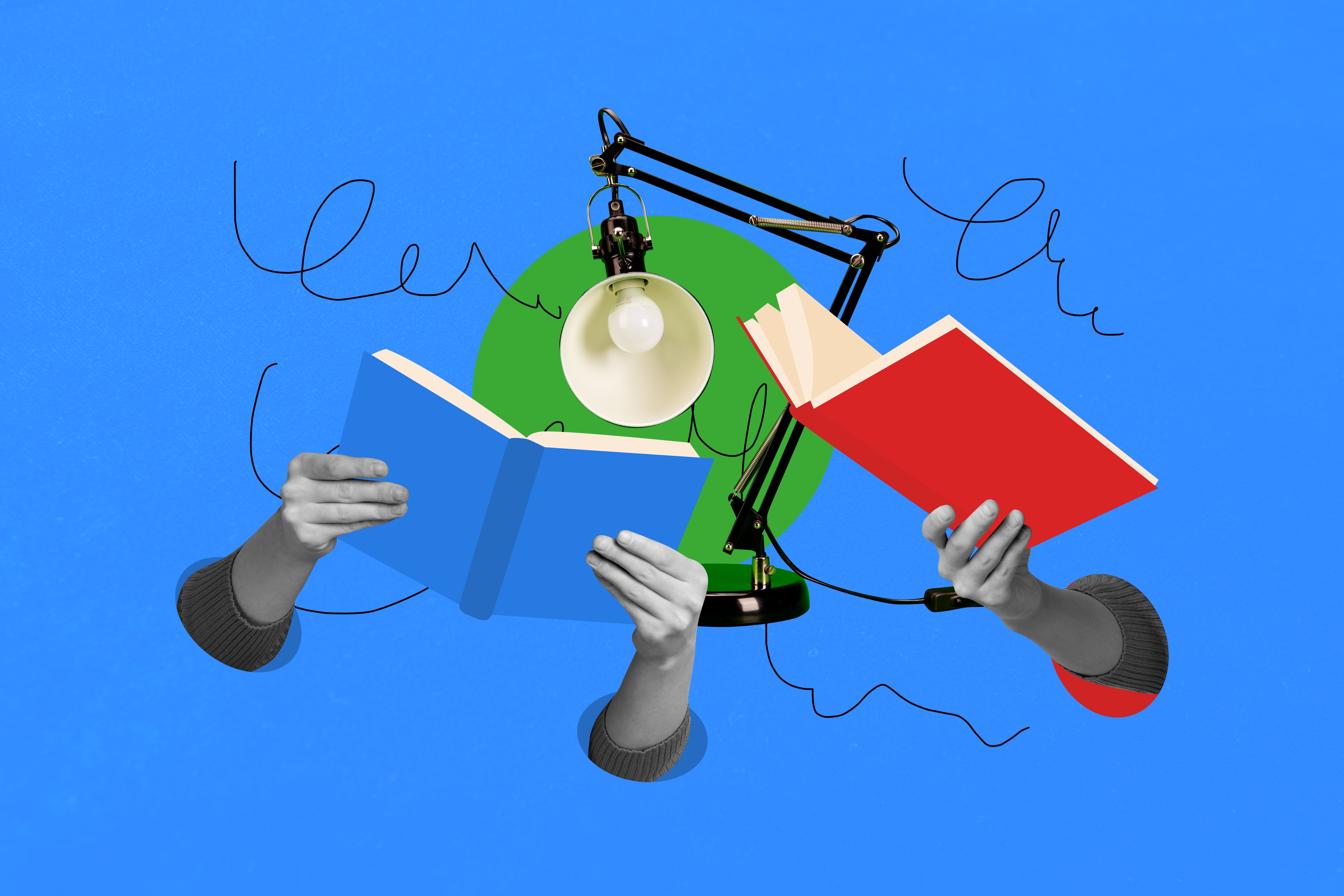 students reading books