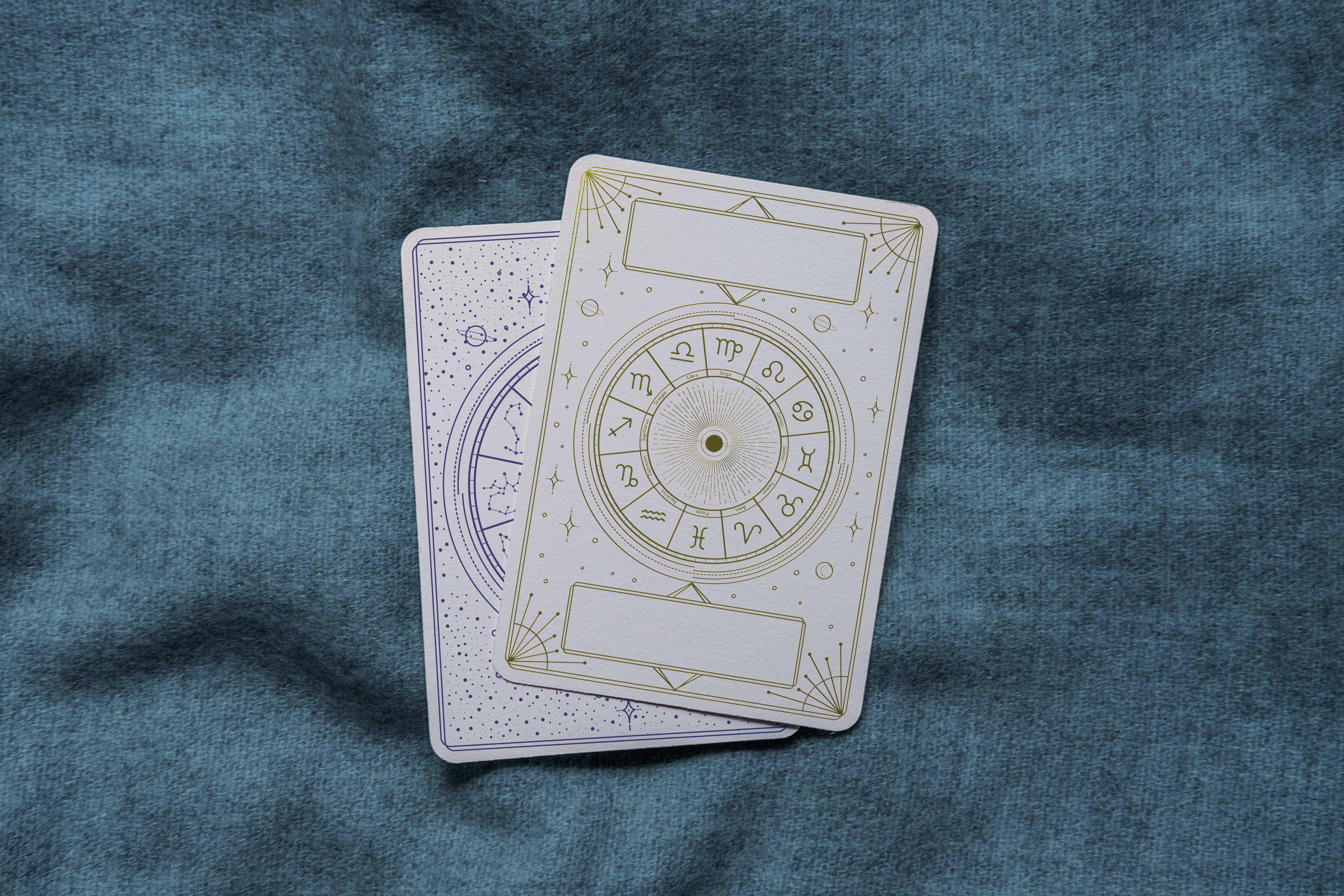 Cards with golden retro style zodiac sign constellation