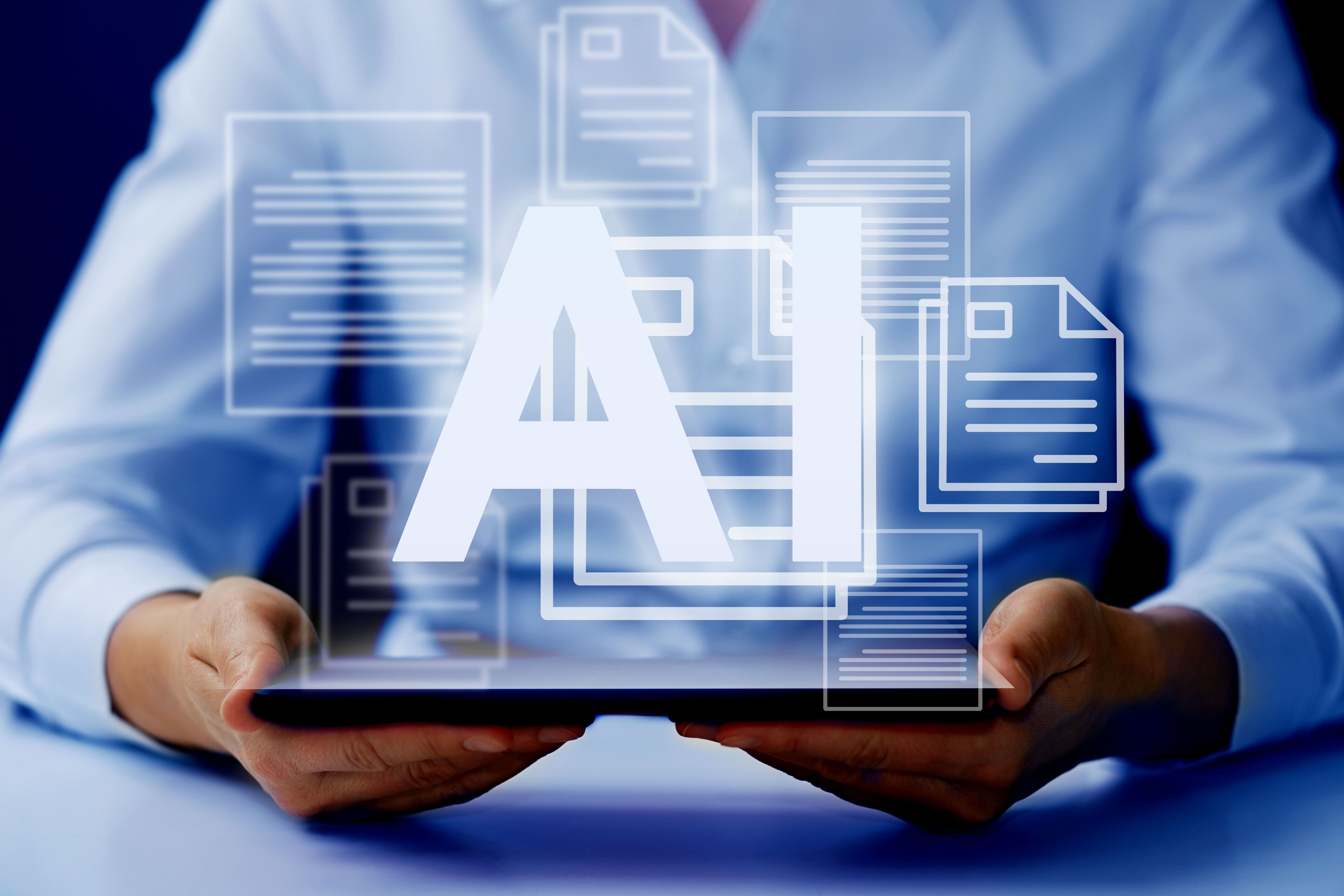 Online documentation database;  AI,  education concept. document management system DMS concept.  FTP (File Transfer Protocol), Secure FTP. Internet cloud technology, exchange information and data storage concept.