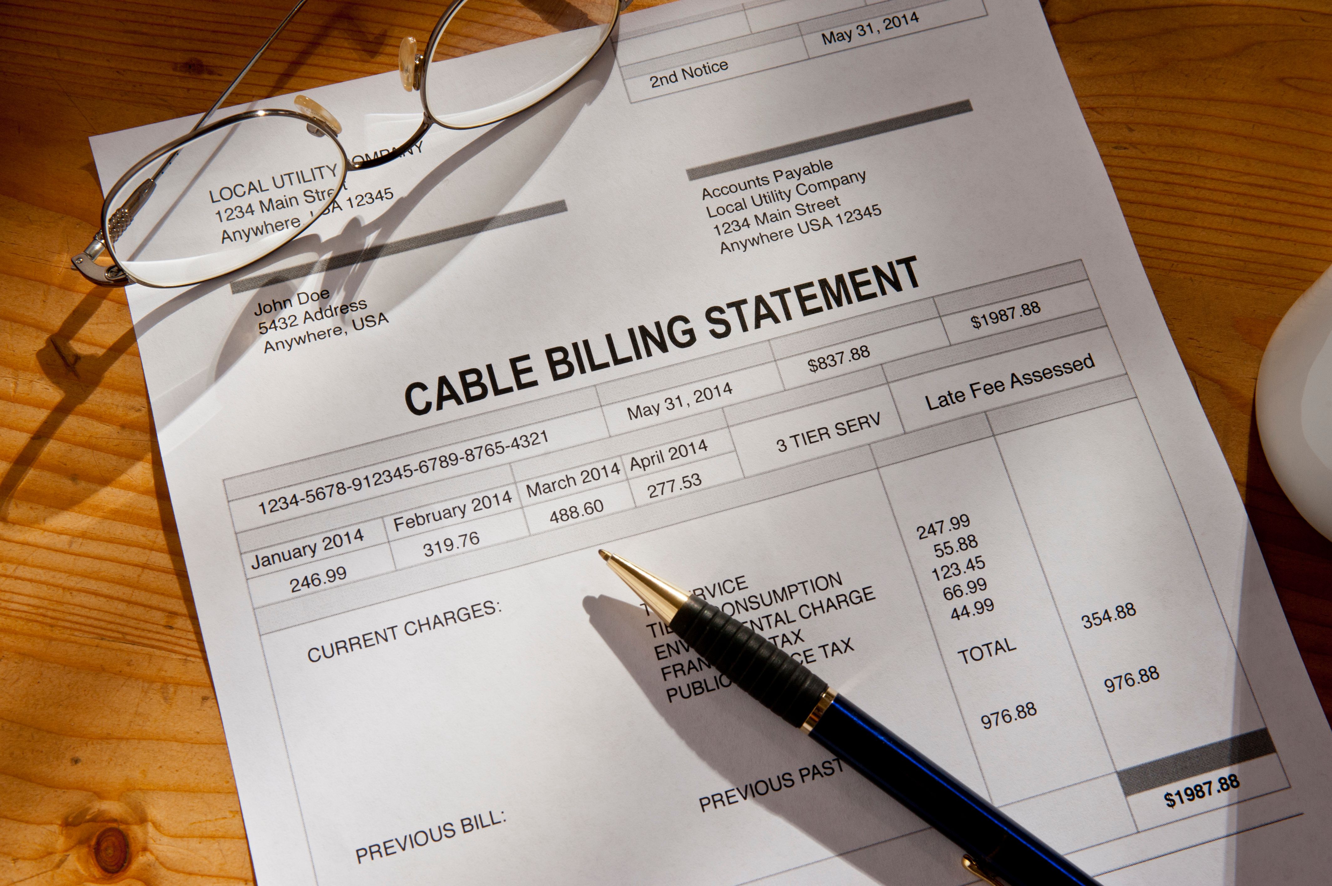 Cable Service Bill Invoice