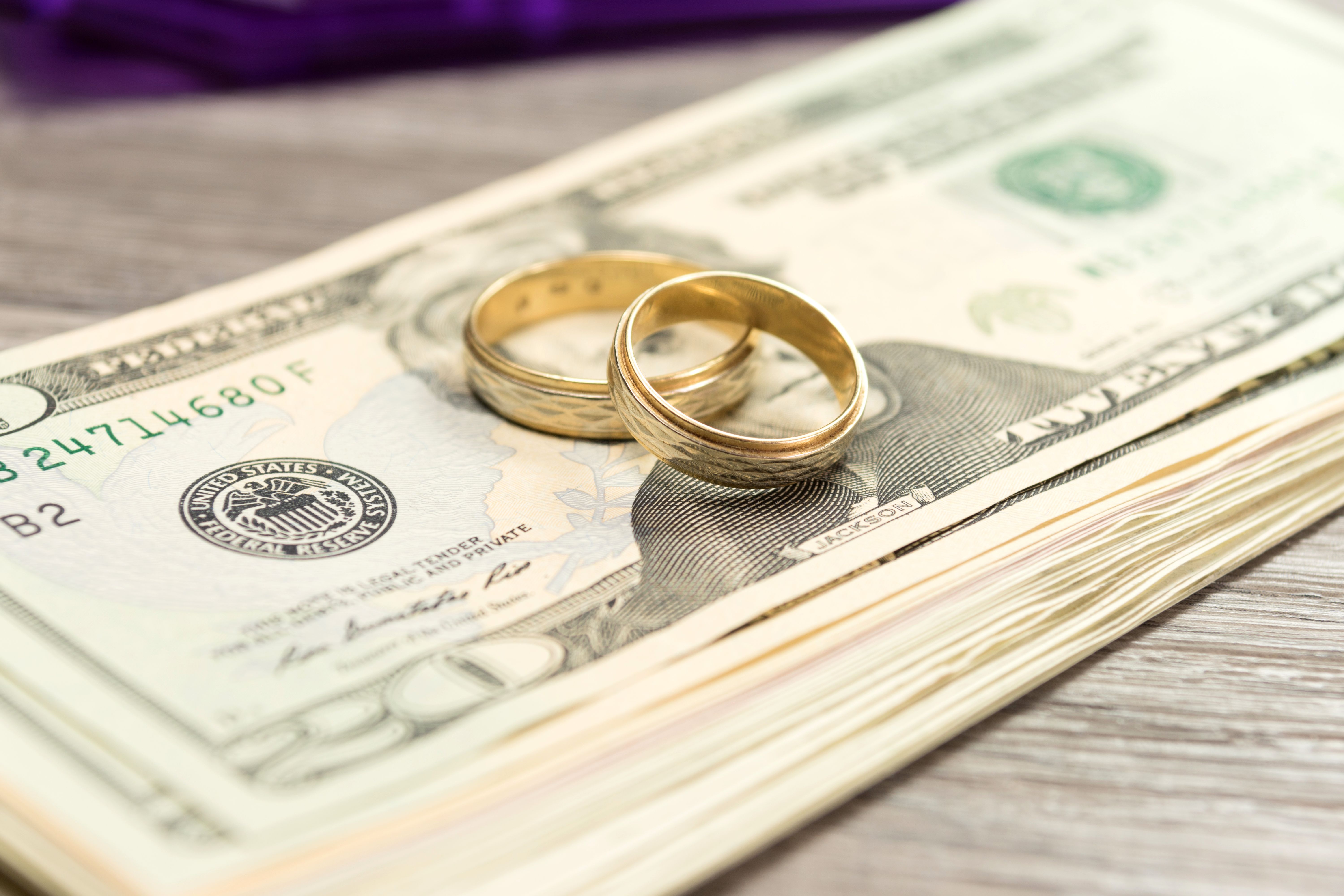 Wedding rings and cash