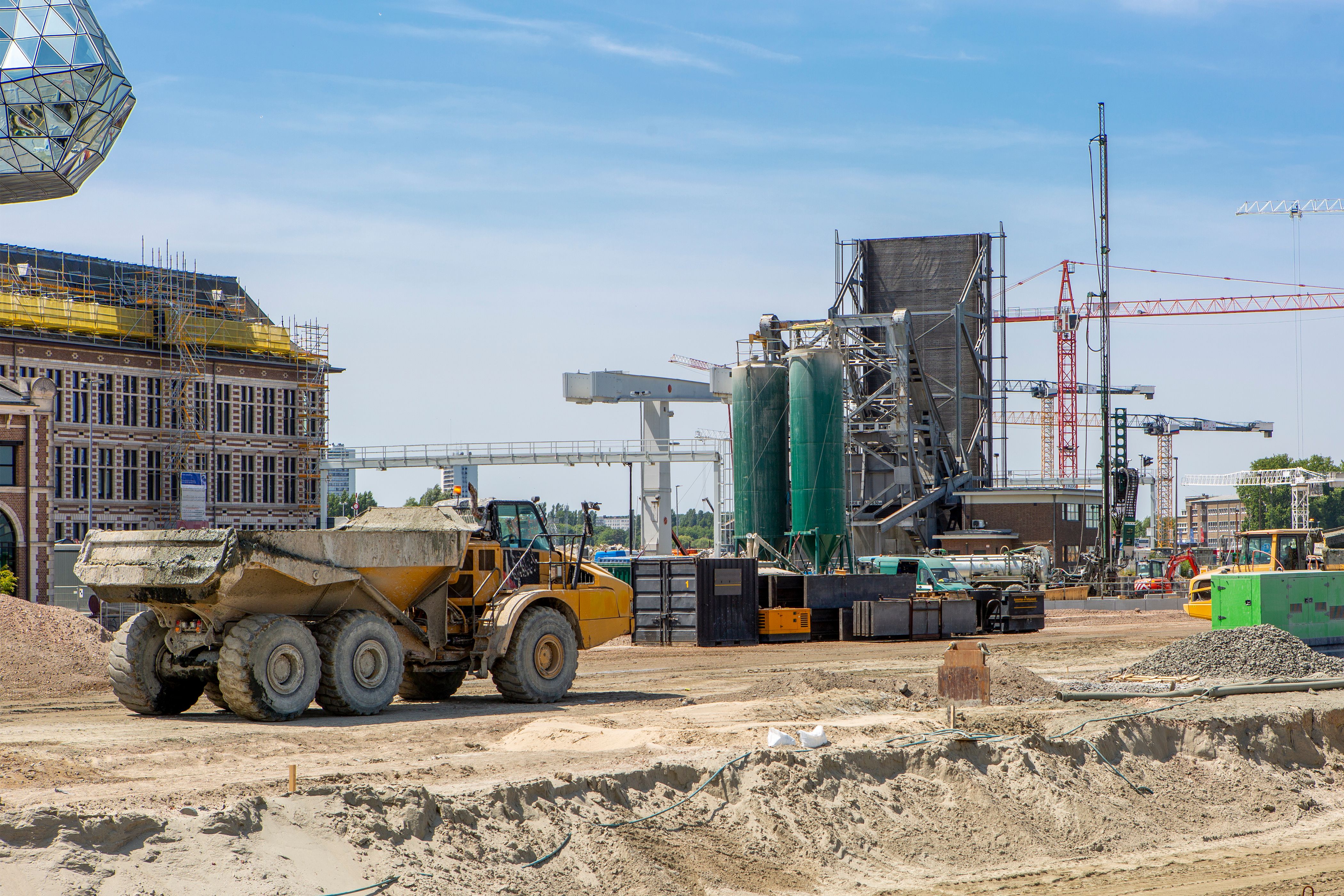 Large construction site in the port of Antwerp, Belgium