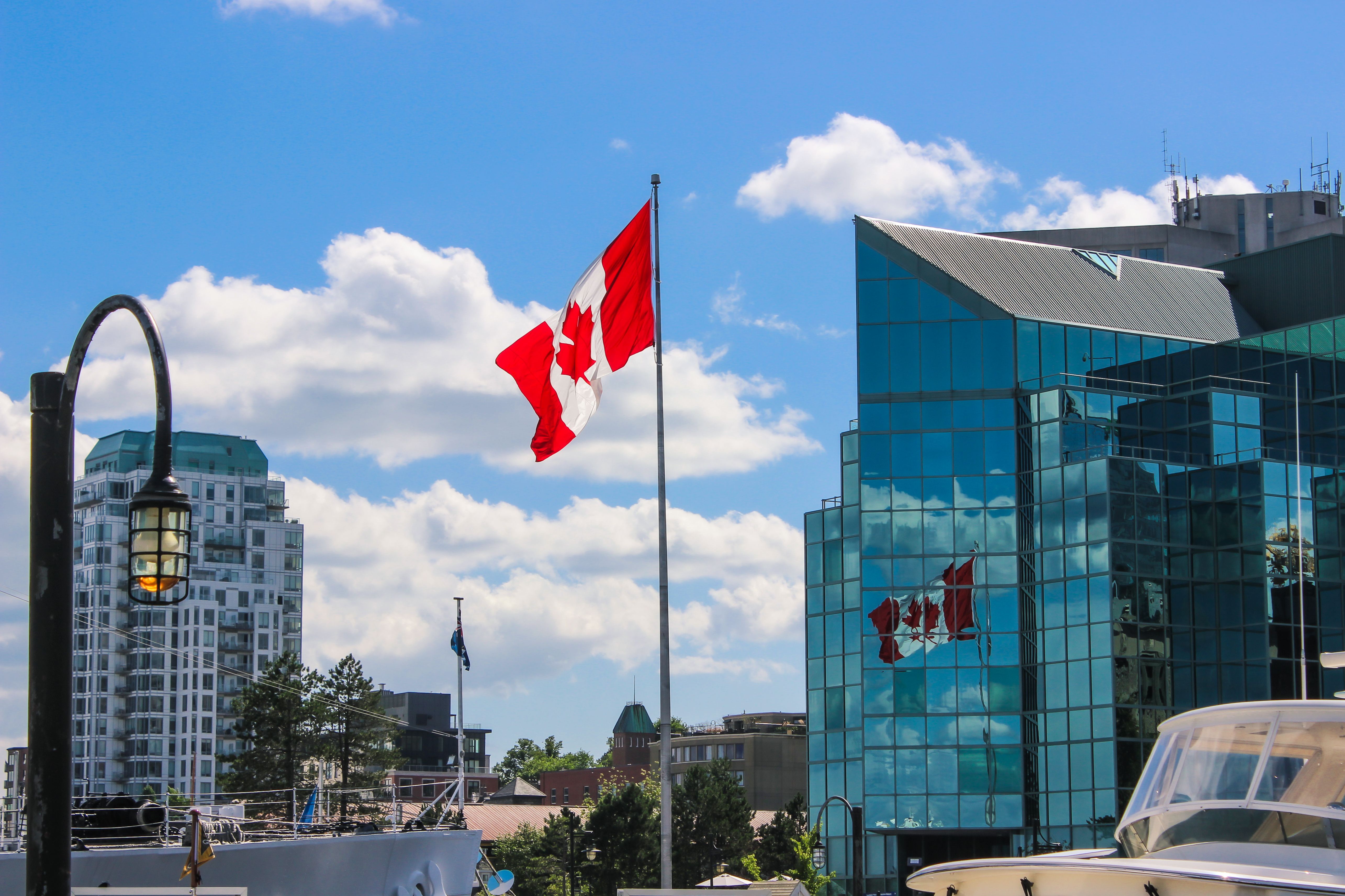 Canadian Flag at the waterfront Canadian Flag at the waterfront
