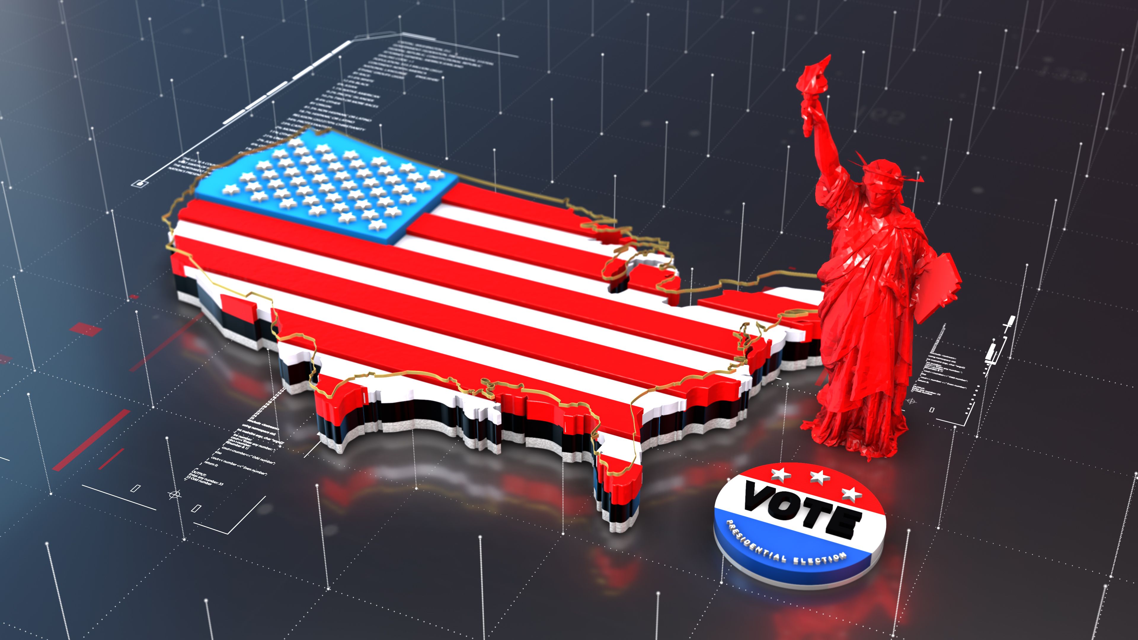 US in the colors of the American flag