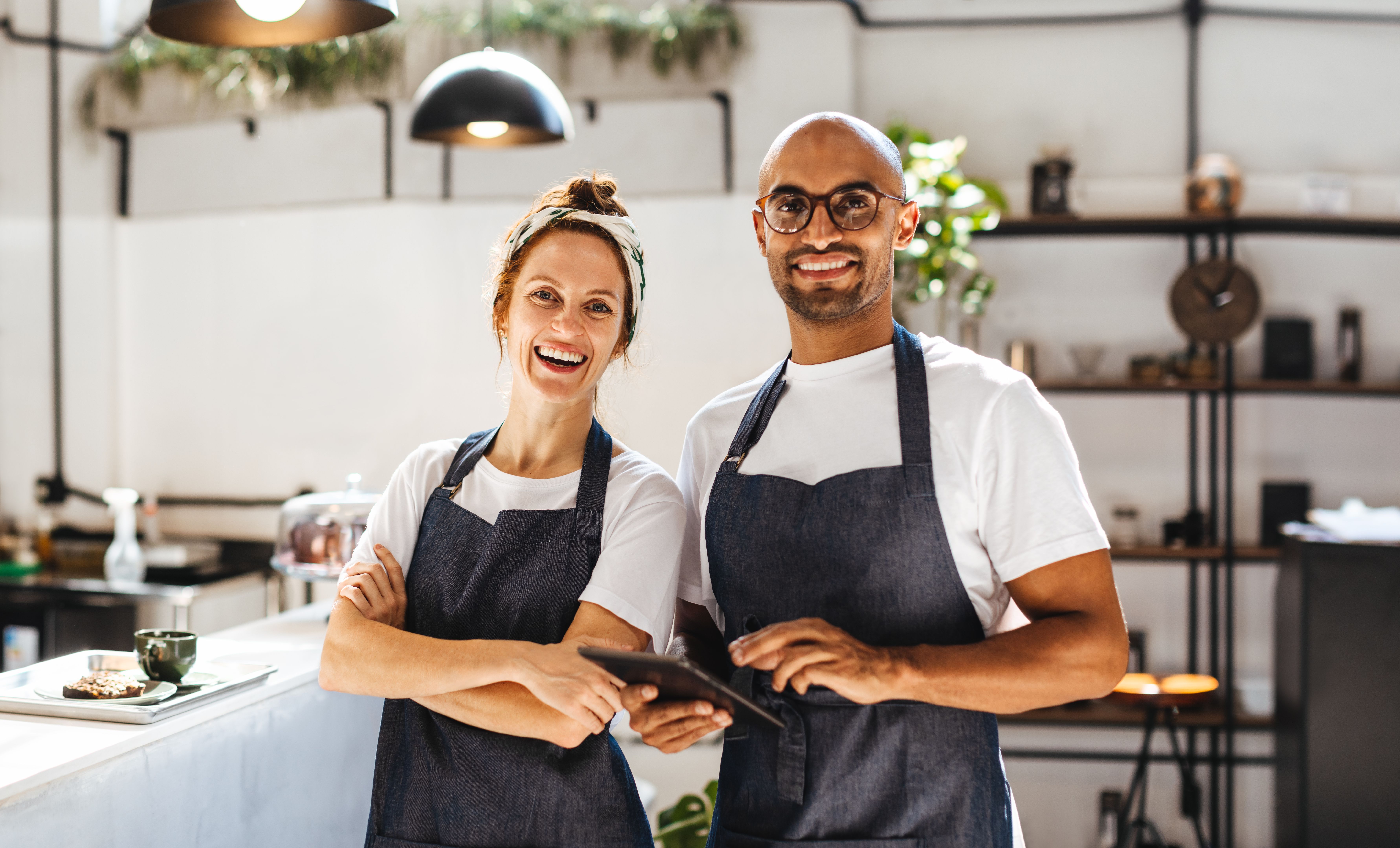 happy restaurant staff