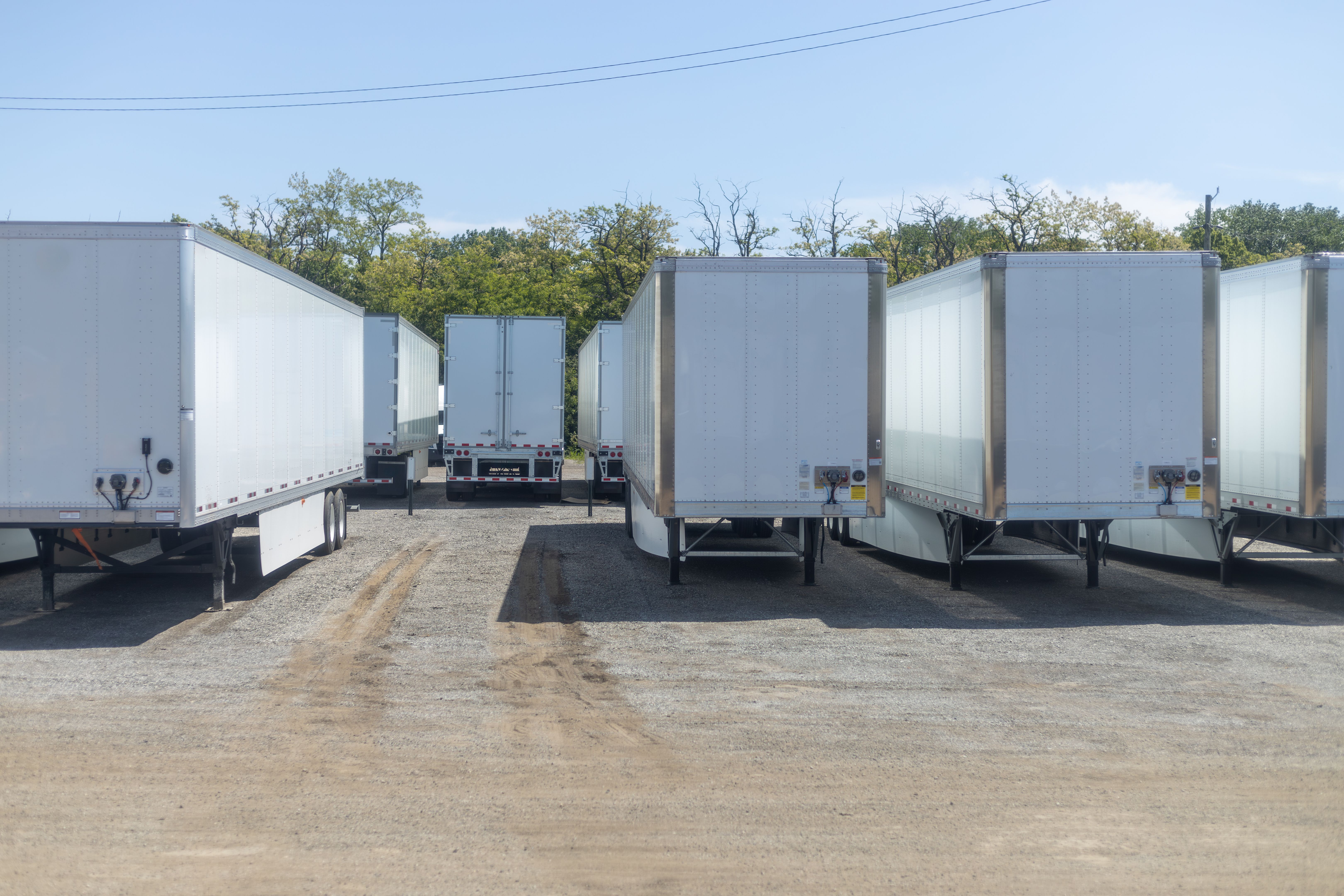 White semi-truck trailers