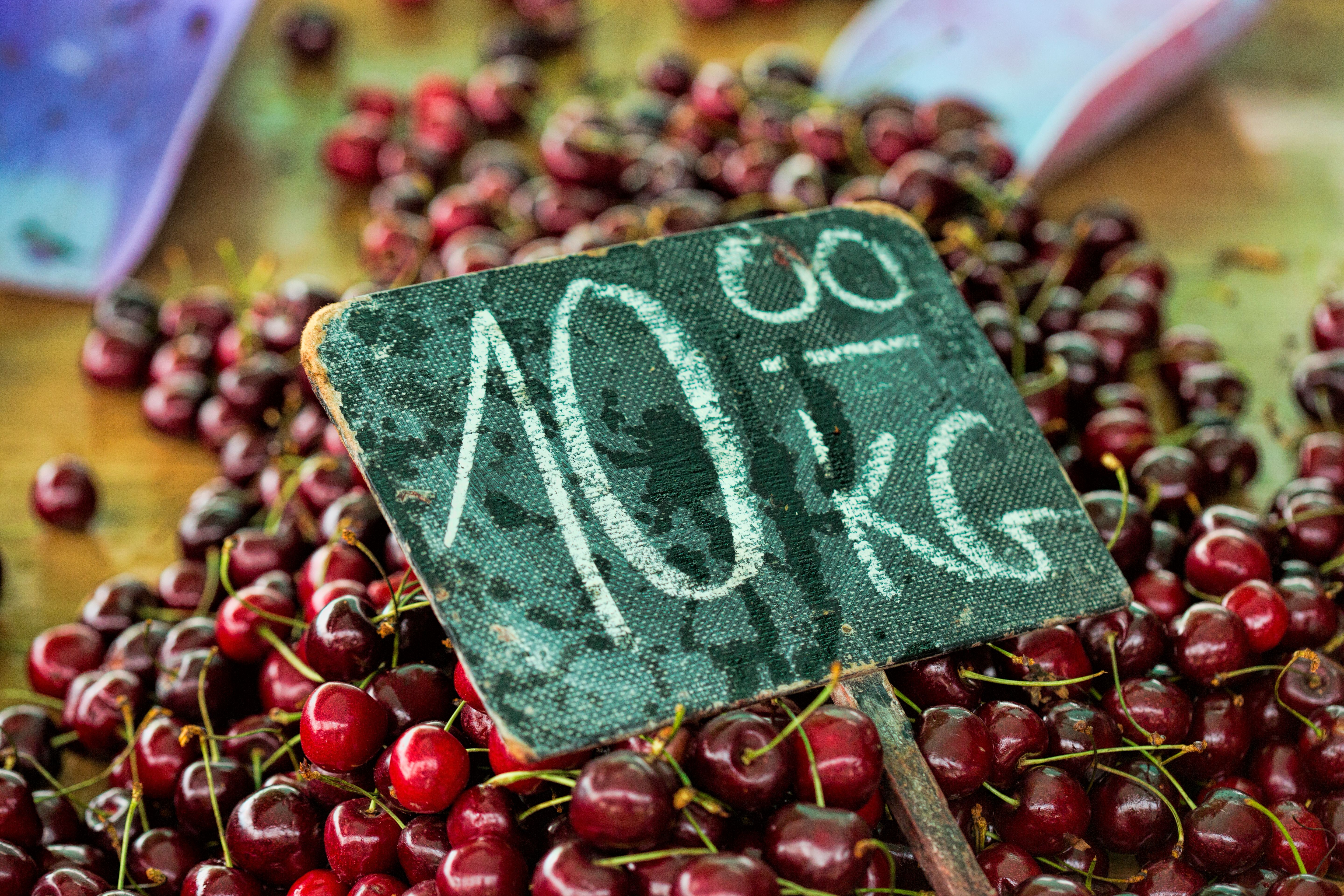 Cherries on the market