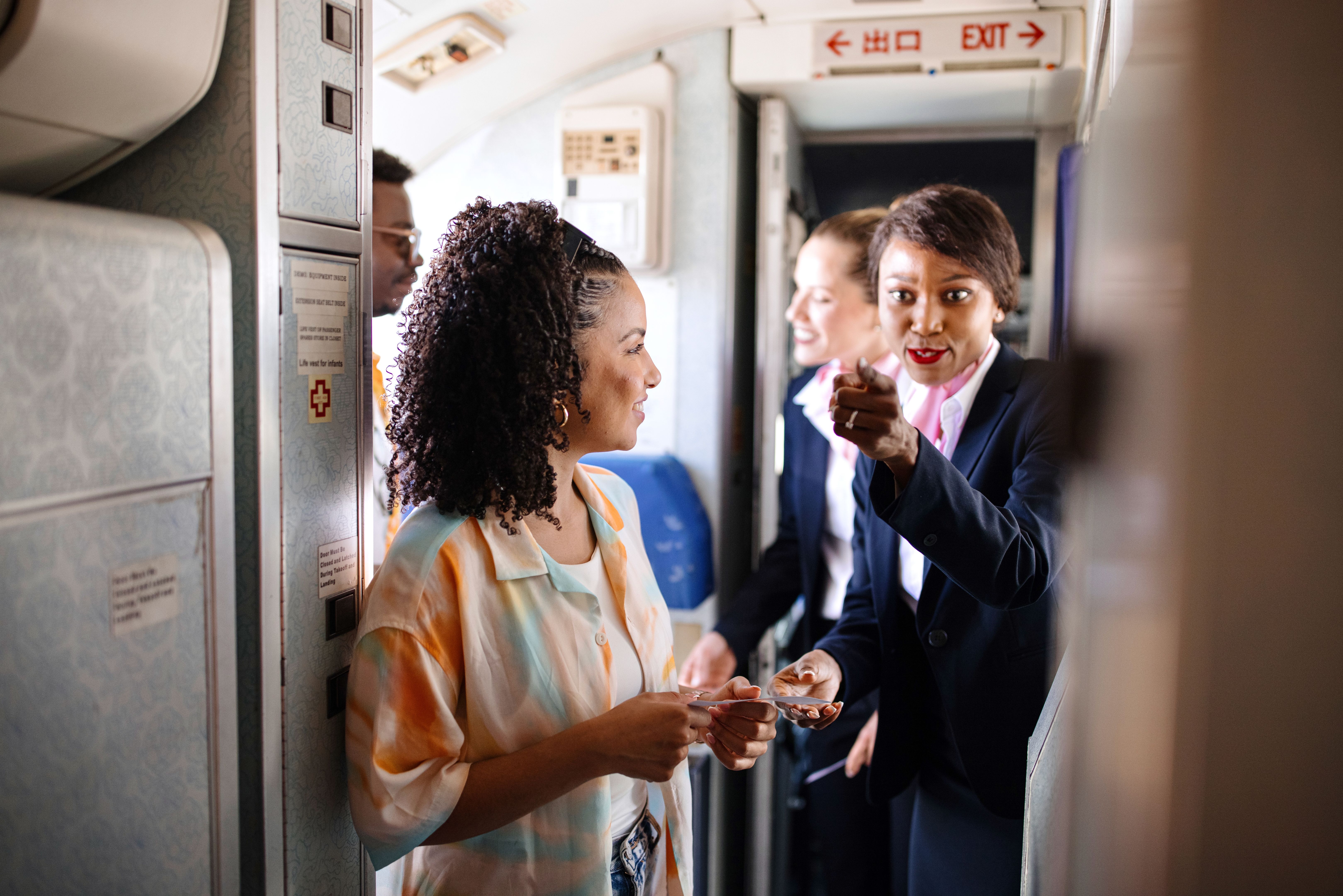 passenger talking staff