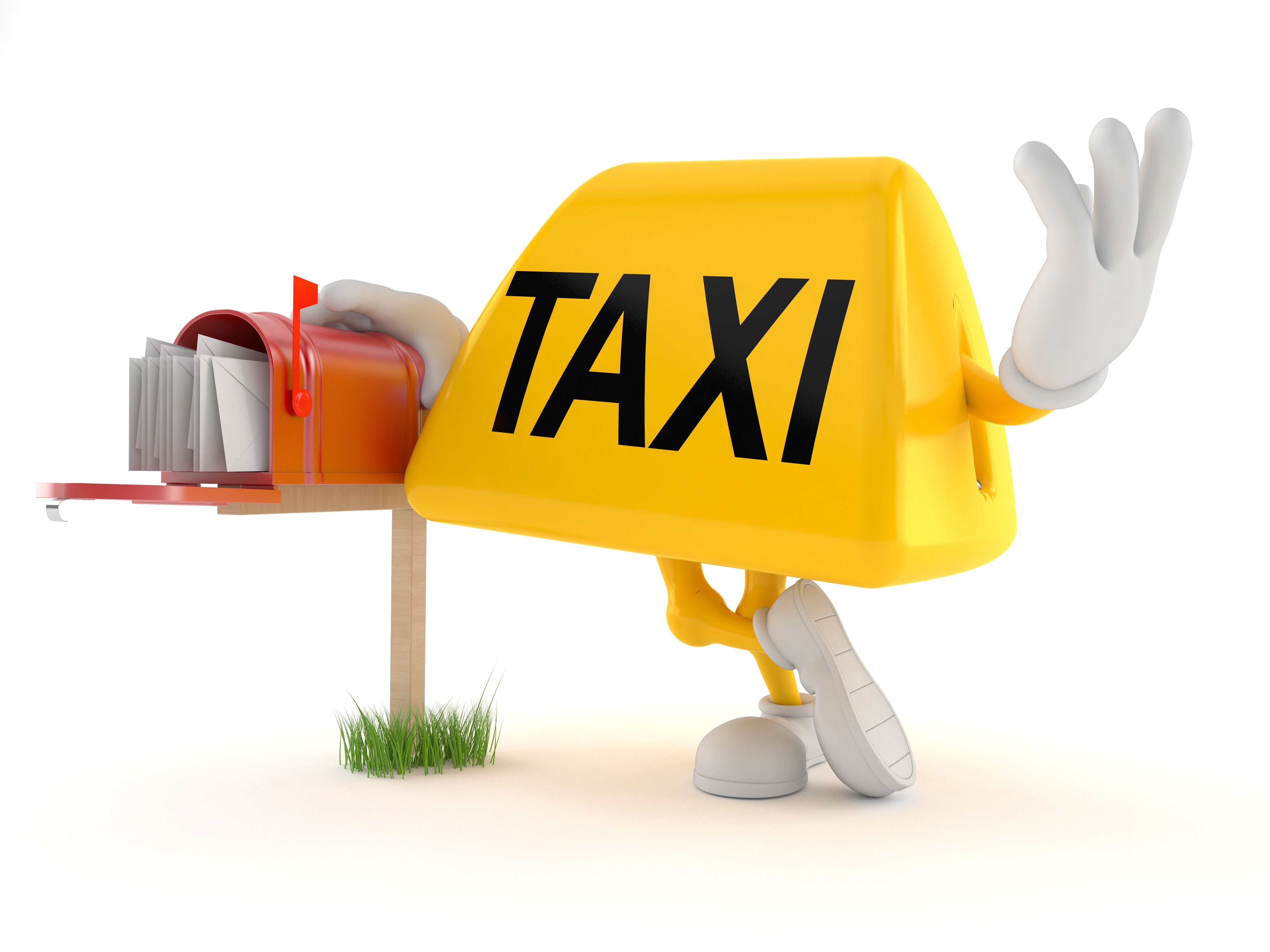 Taxi character with mailbox Taxi character with mailbox