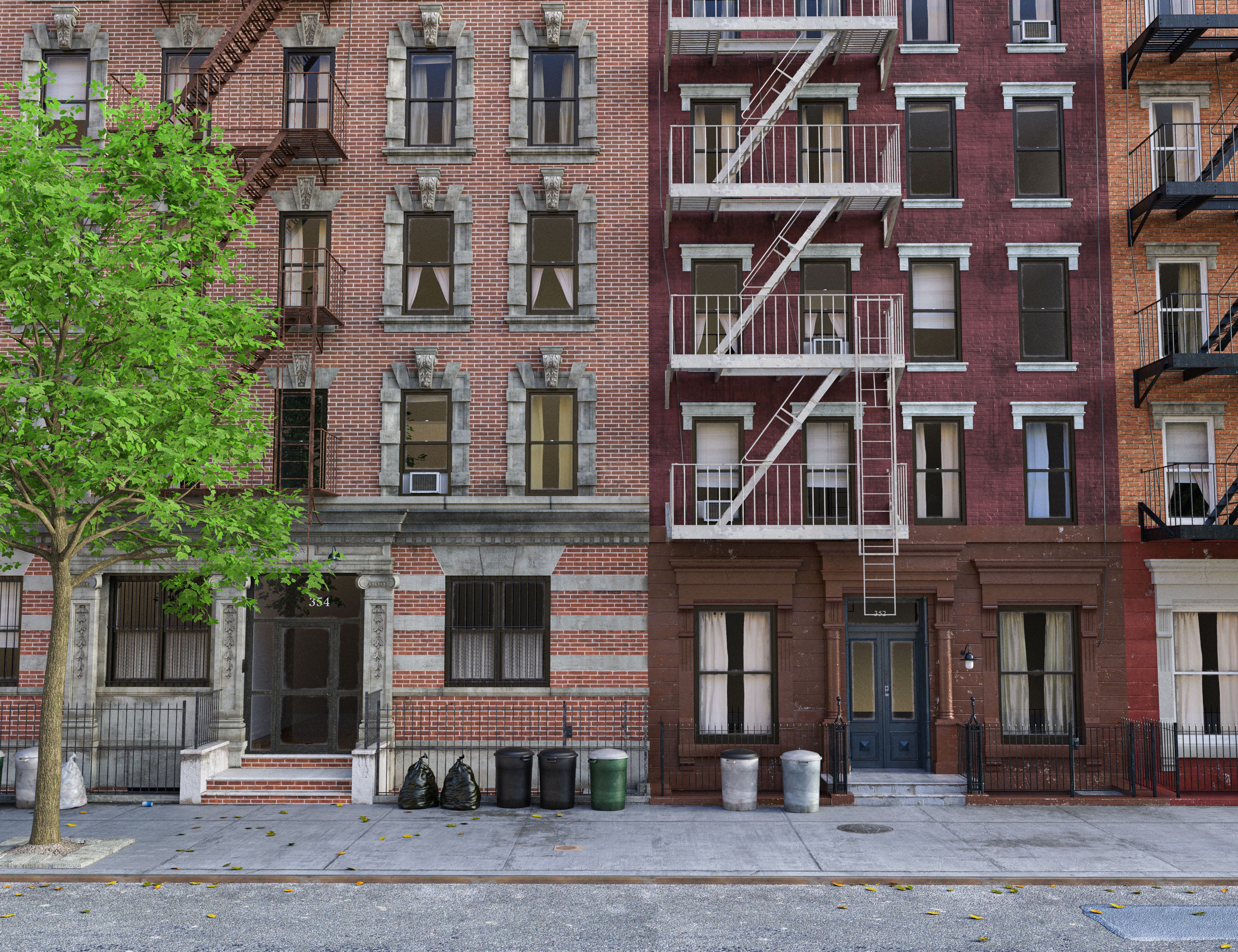 Facade of Manhattan apartment buildings in New York City