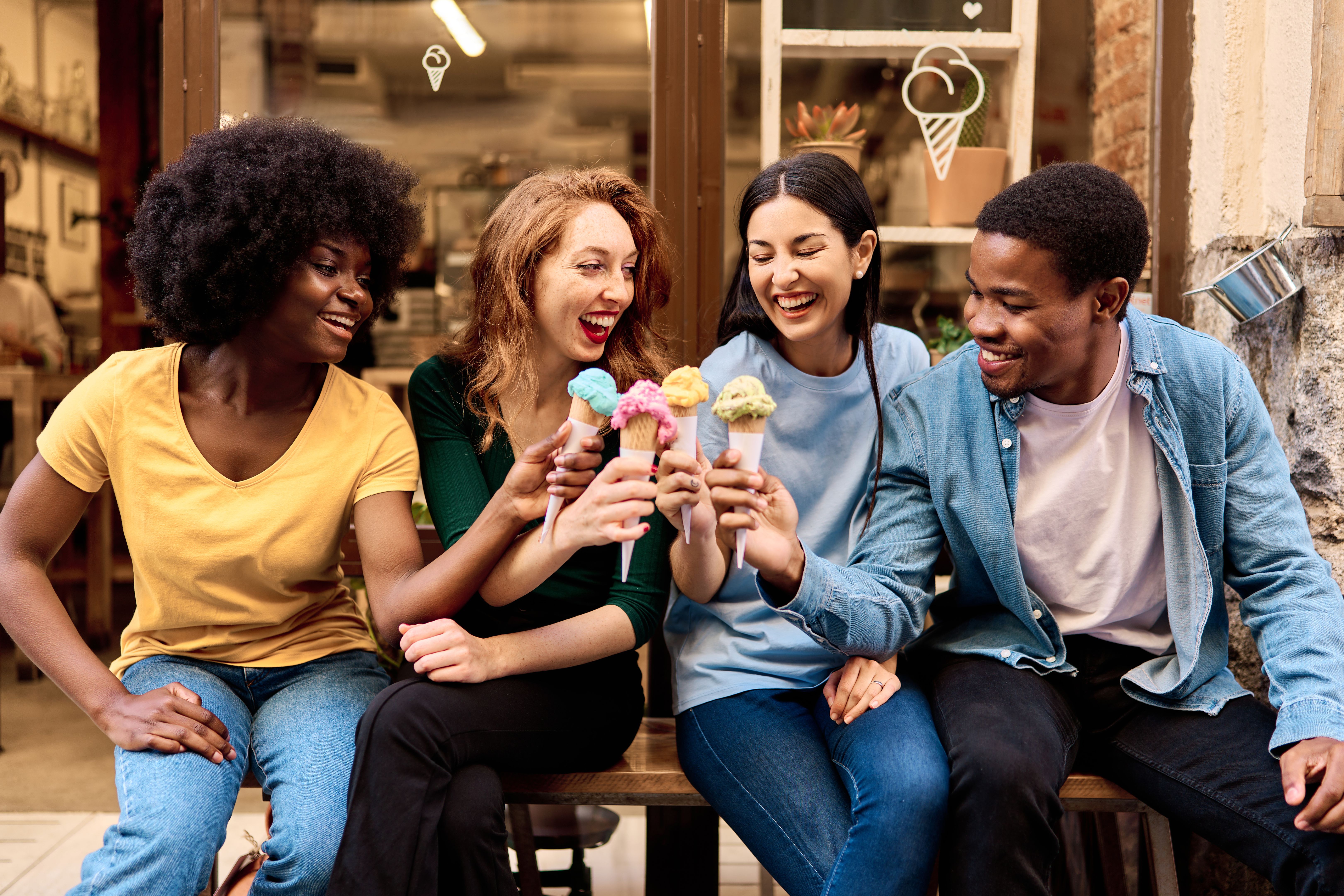 people enjoying ice cream