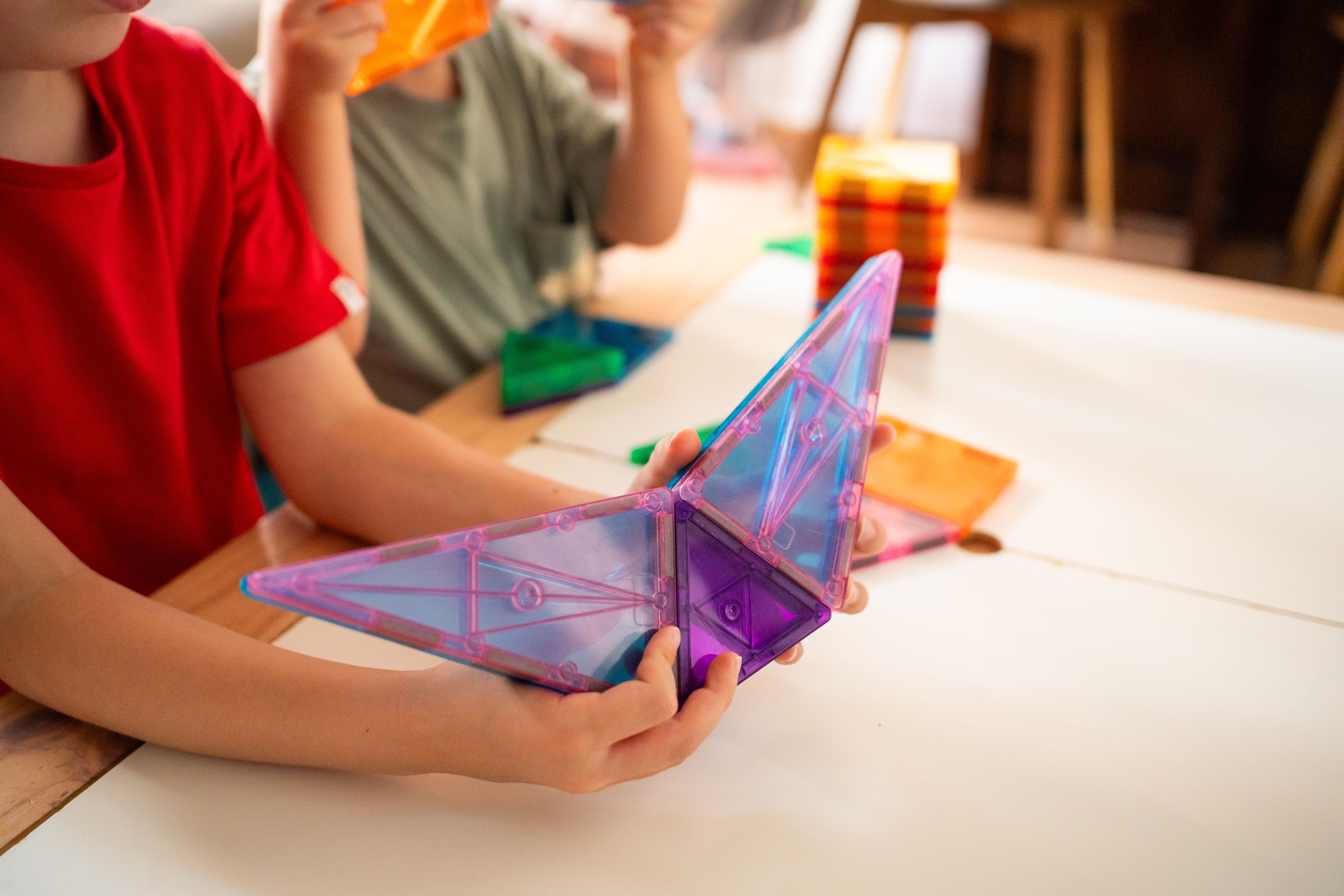 children playing magnets
