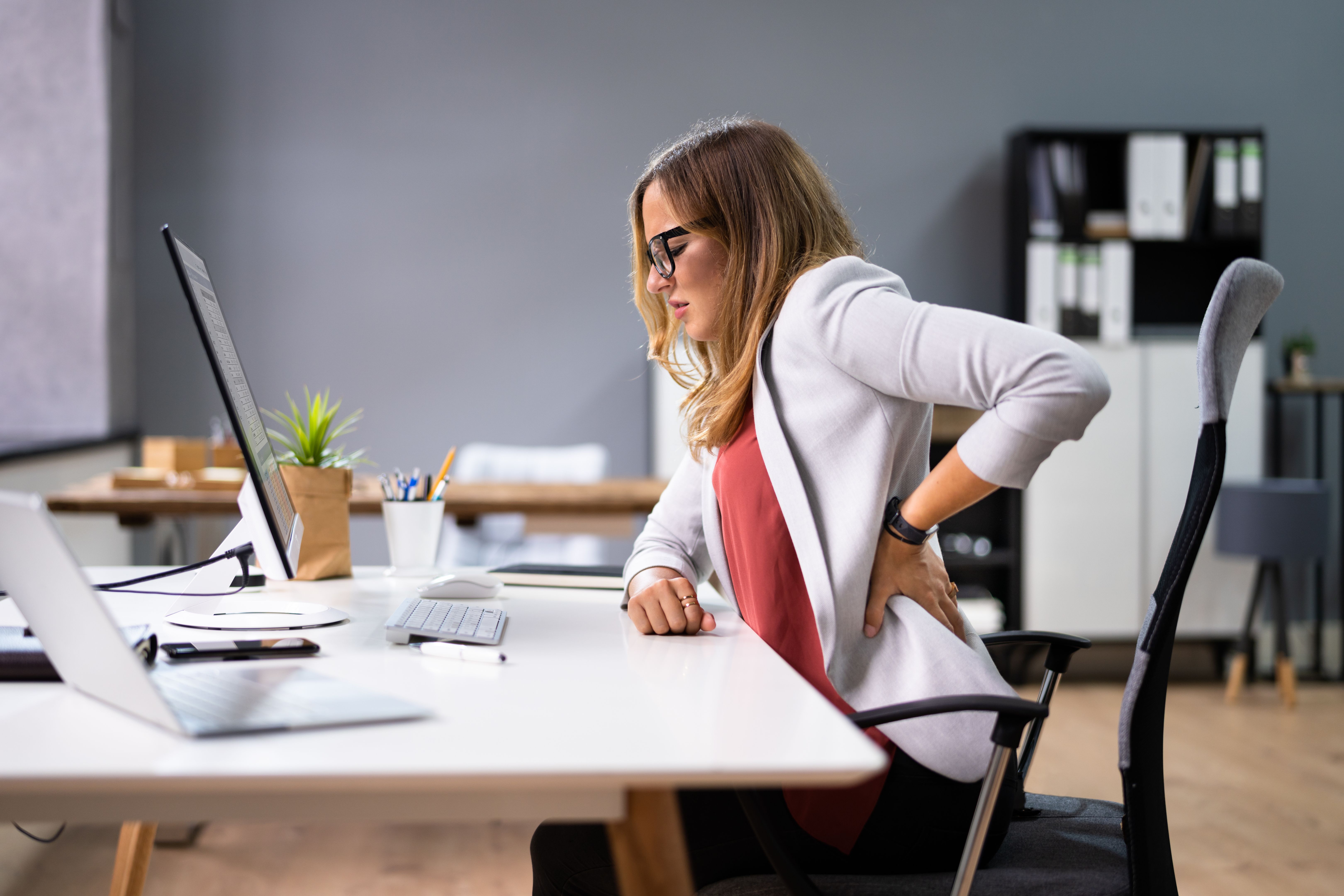 Back Pain Bad Posture Woman Sitting