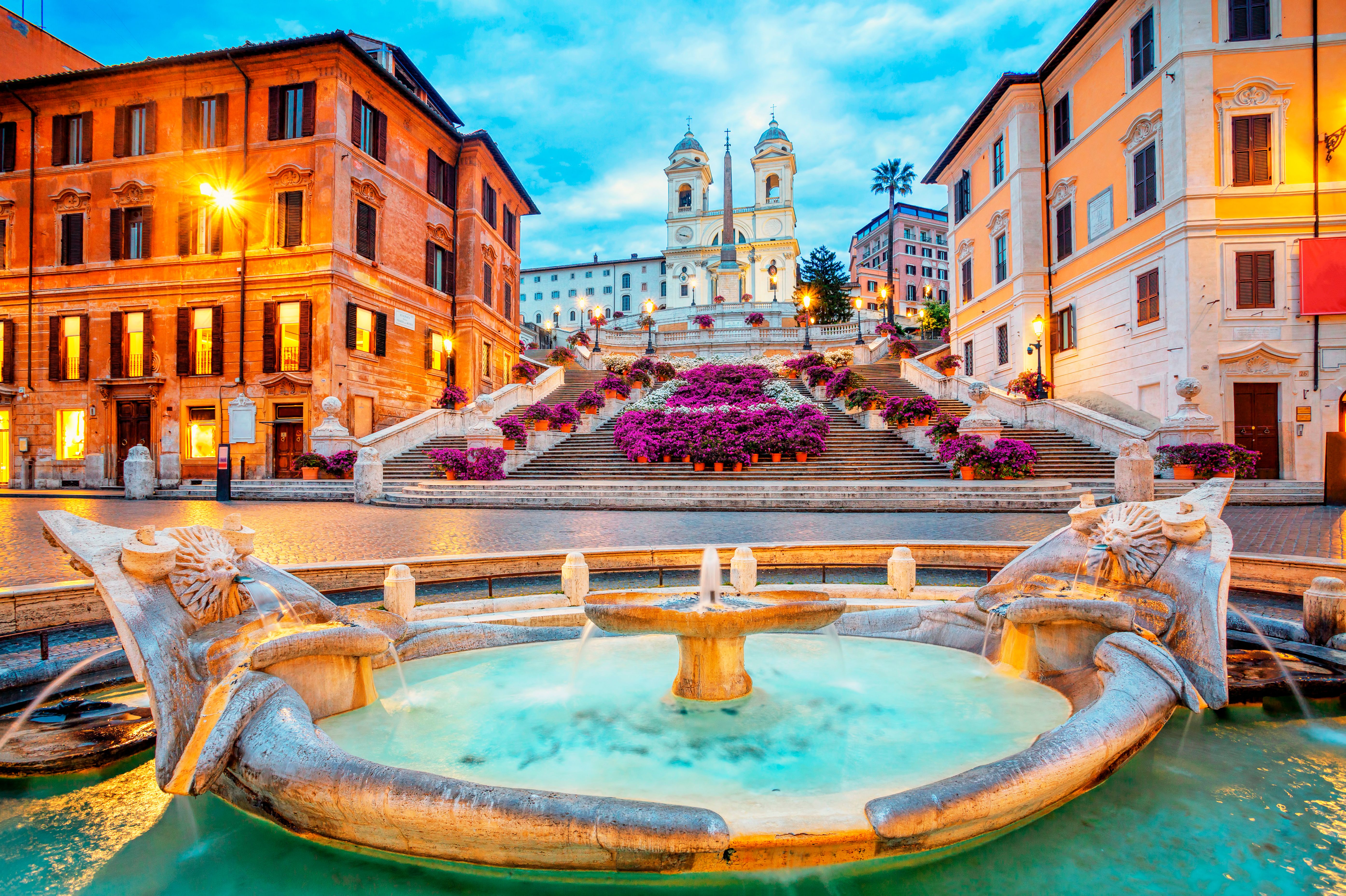 Piazza de Spagna in Rome, italy. Spanish steps in the morning. Rome architecture and landmark. Piazza de Spagna in Rome, italy. Spanish steps in the morning. Rome architecture and landmark.