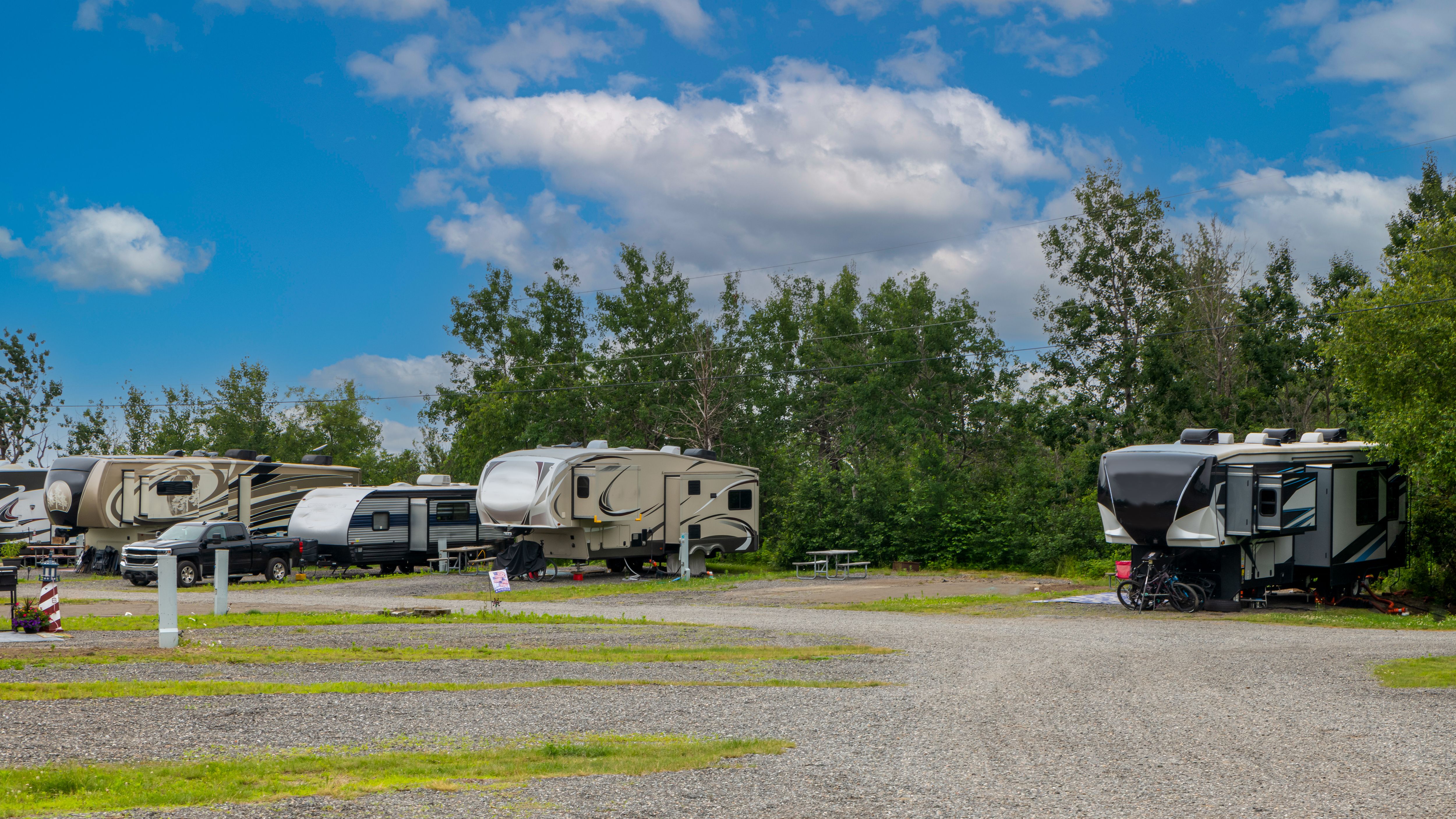 Camping in Rv motorhomes at campsite