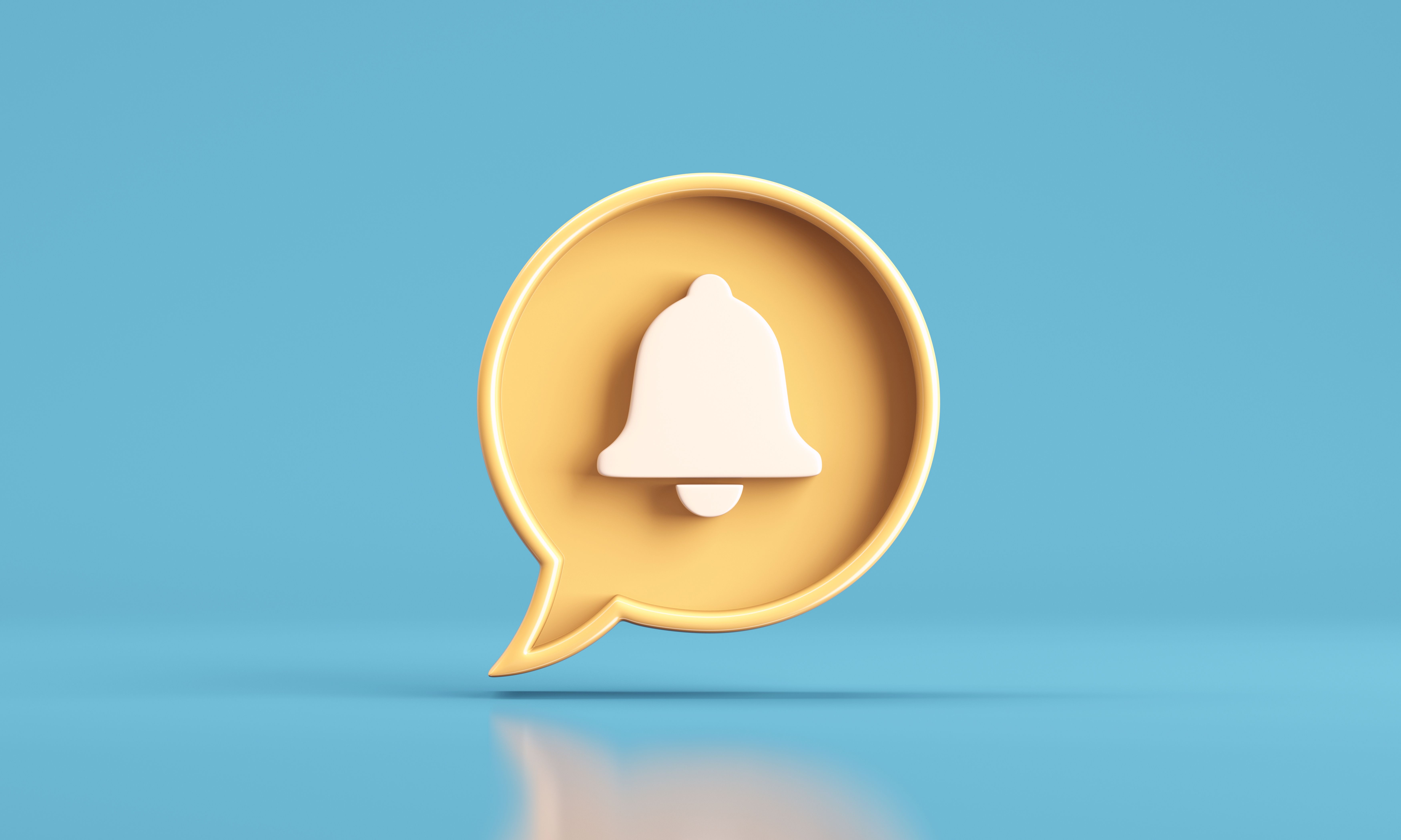Speech bubble with notification bell icon